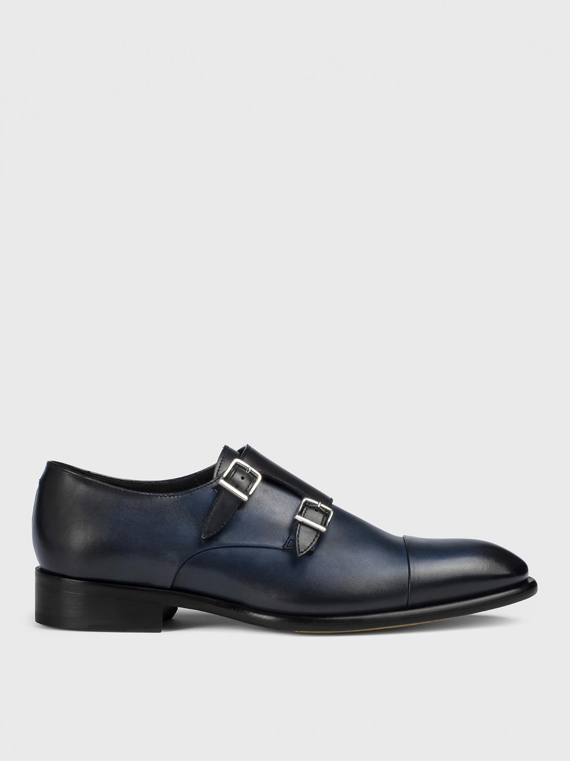 Doucal's Double-strap Leather Monk Shoes In Blue