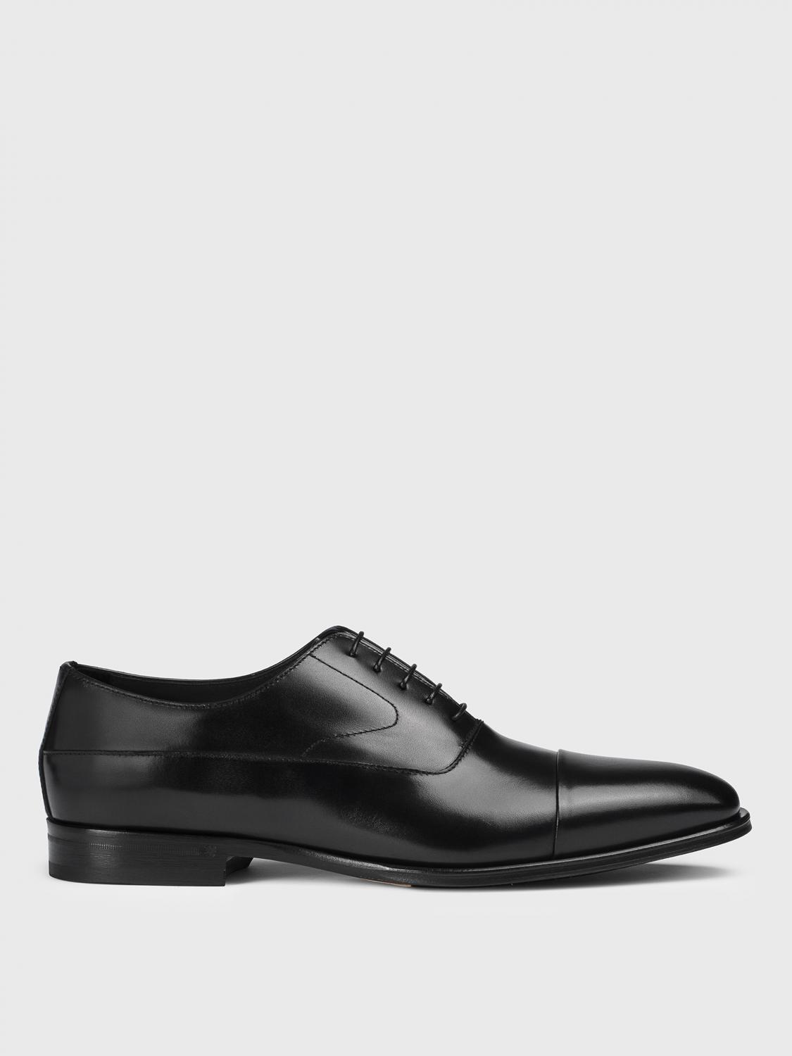 Doucal's High-shine Black Oxford Shoes With Lace-up Fastening In Black