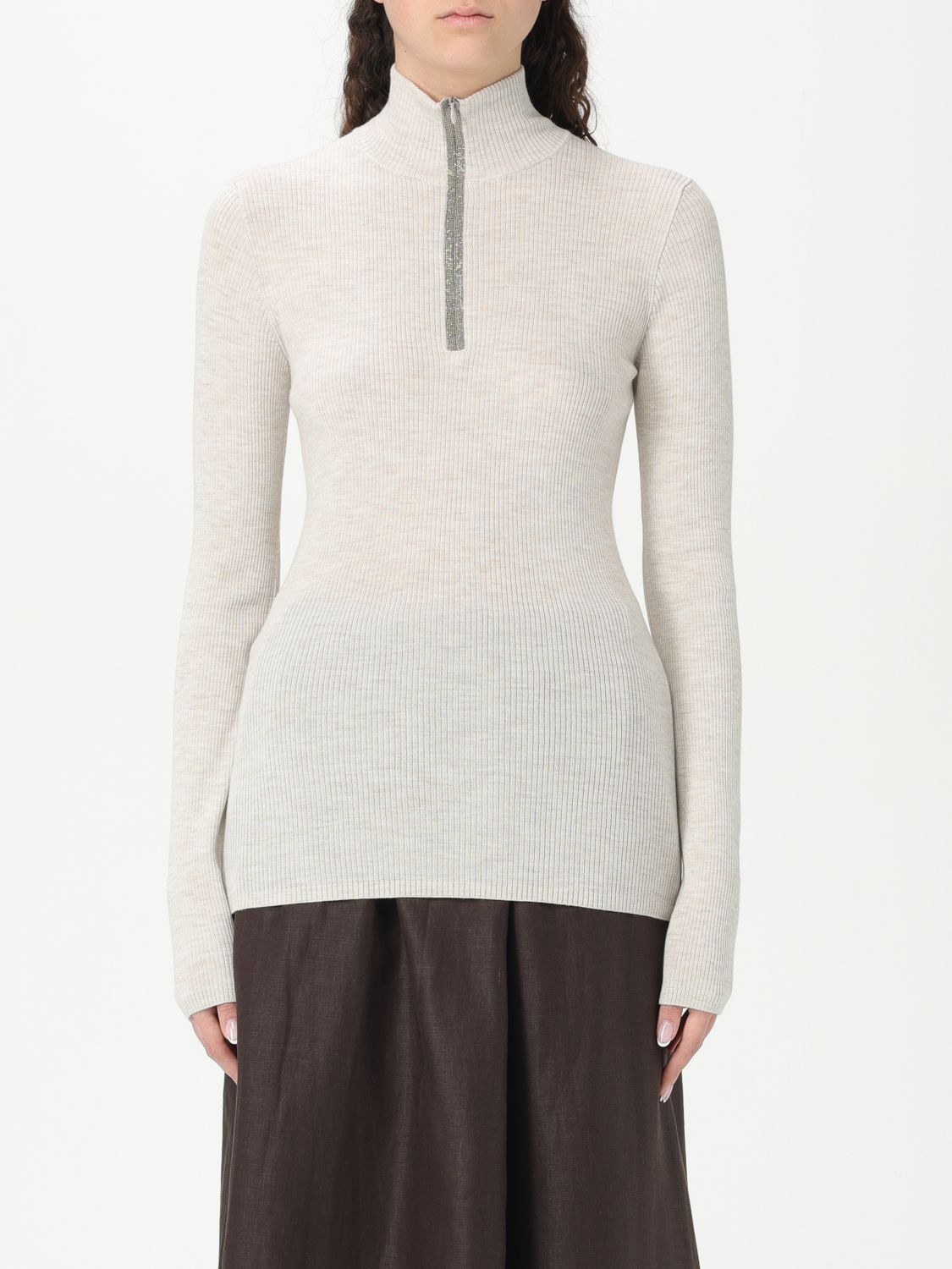 Brunello Cucinelli Sweater Woman Color Beige In Grey