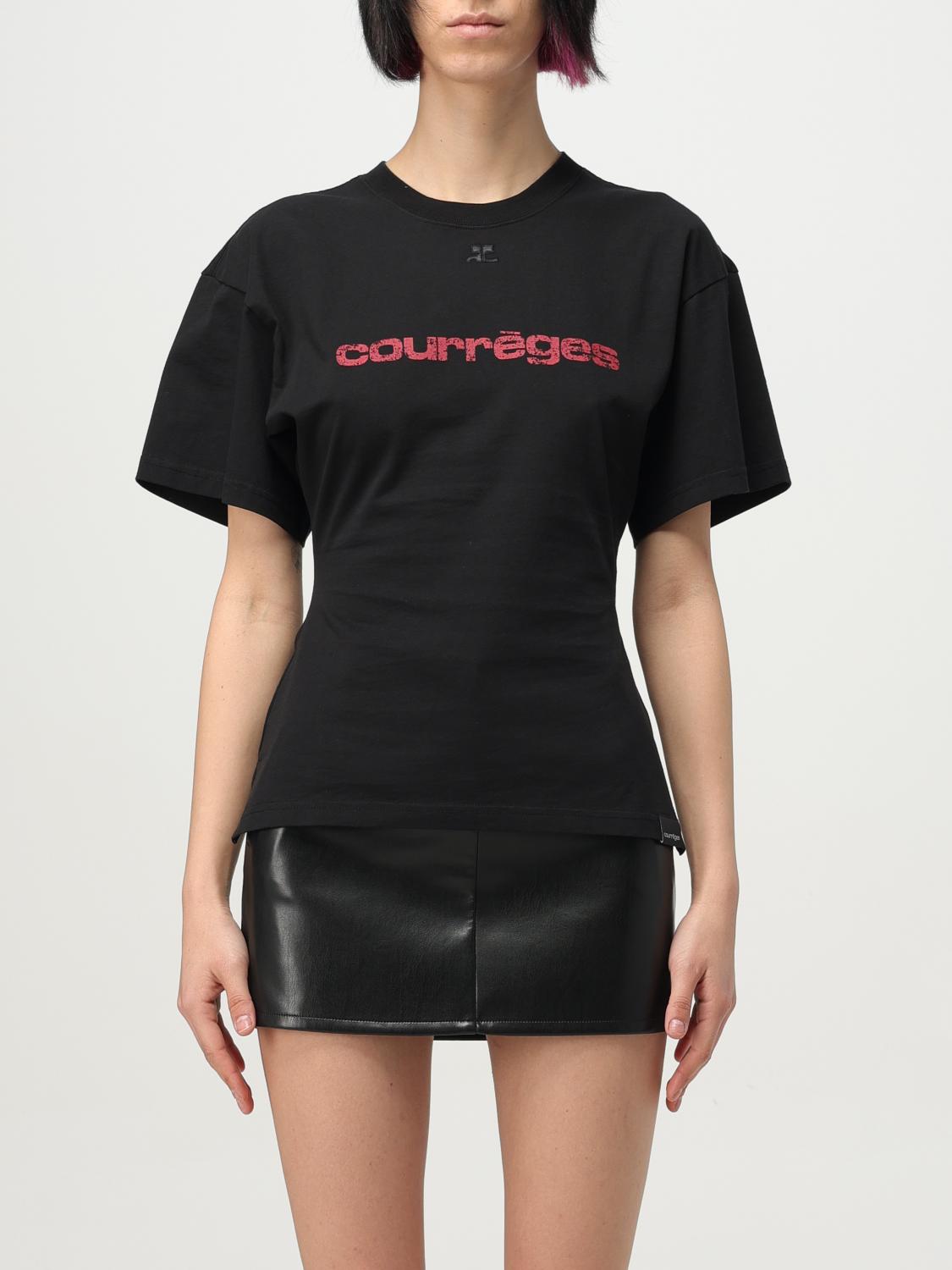 Shop Courrèges T-shirt  Woman Color Black