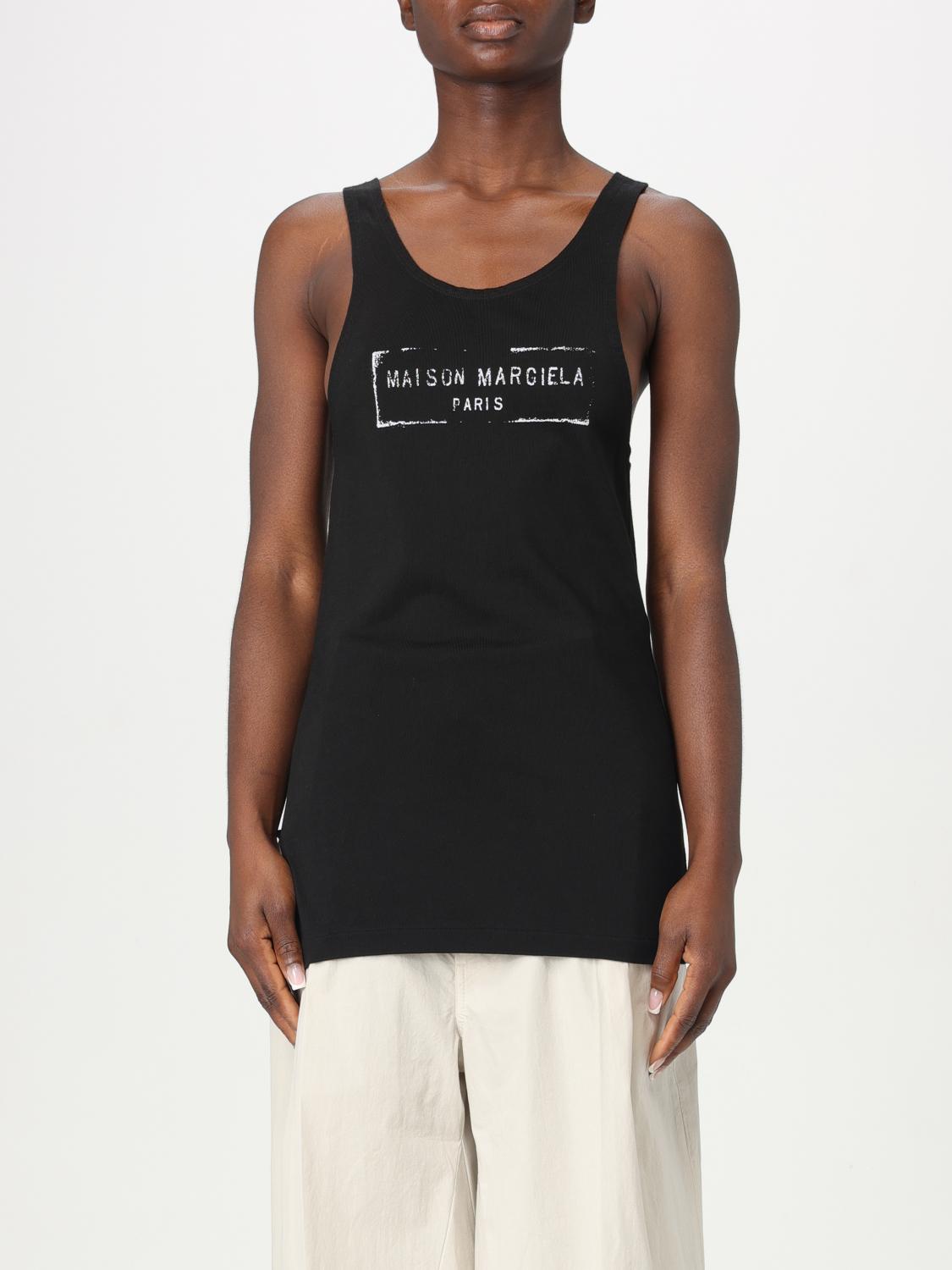 Maison Margiela Logo Stamp Tank Top In Black