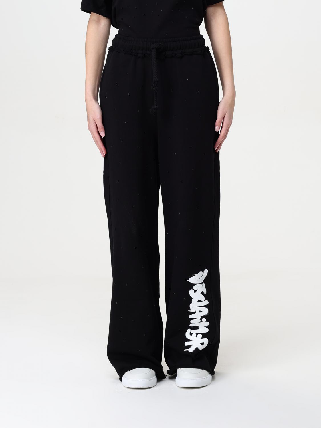 Disclaimer Embellished Drawstring Trousers In Black