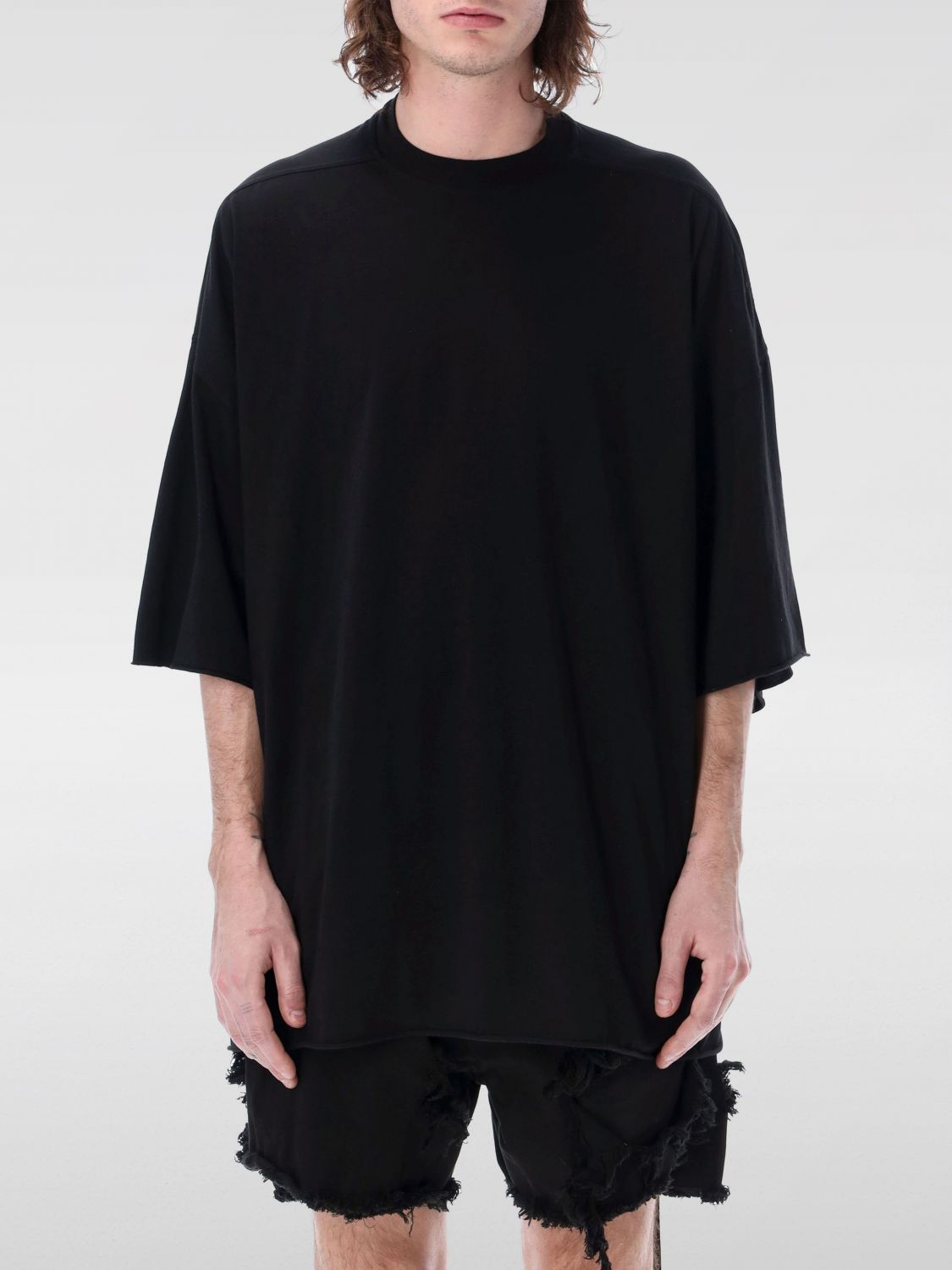 Rick Owens Drkshdw Drkshdw By Rick Owens Oversized Cotton T-shirt With Geometric Design And Relaxed Fit In Schwarz