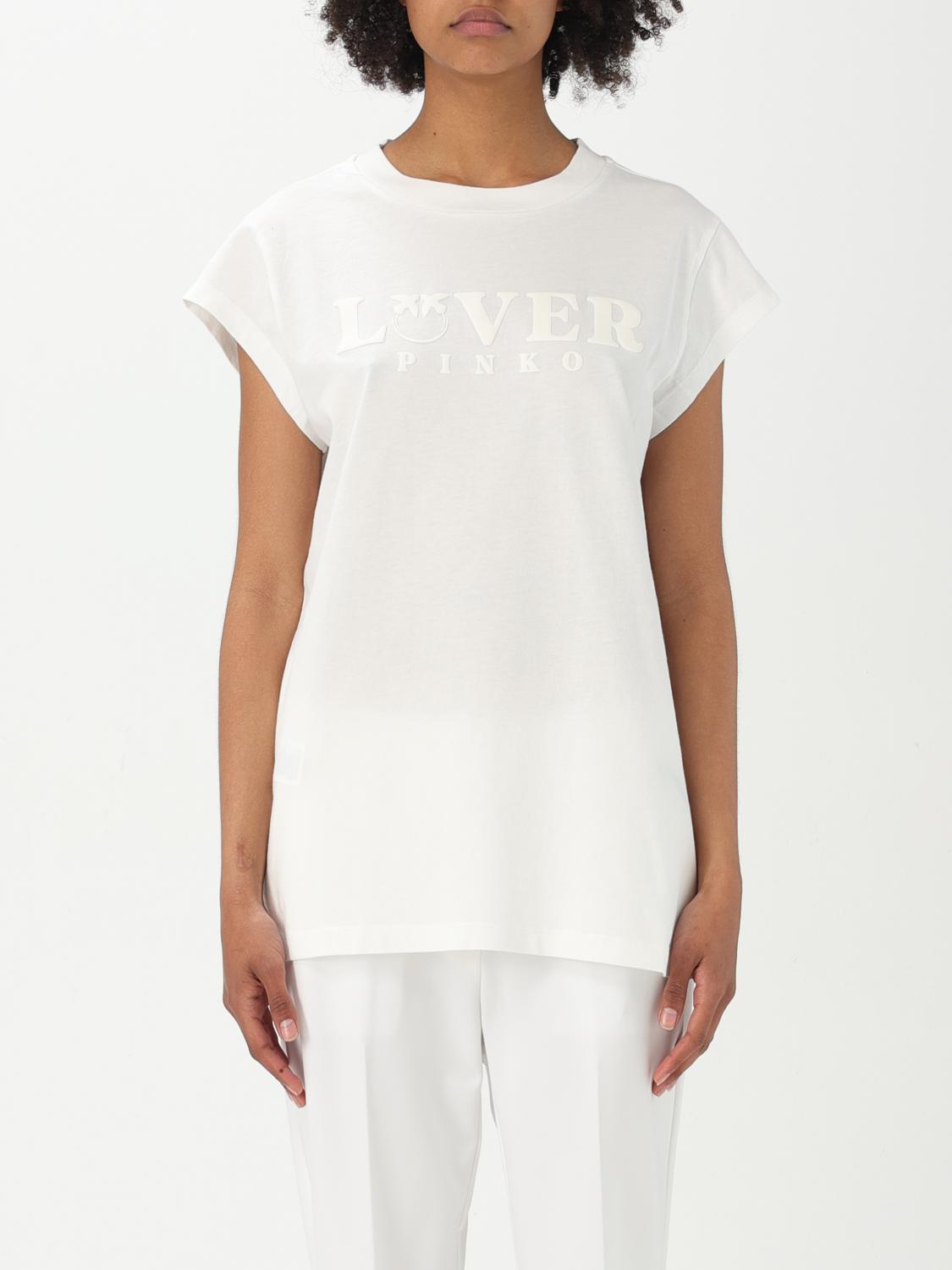 Pinko T-shirt With Metallic Print On Front In White