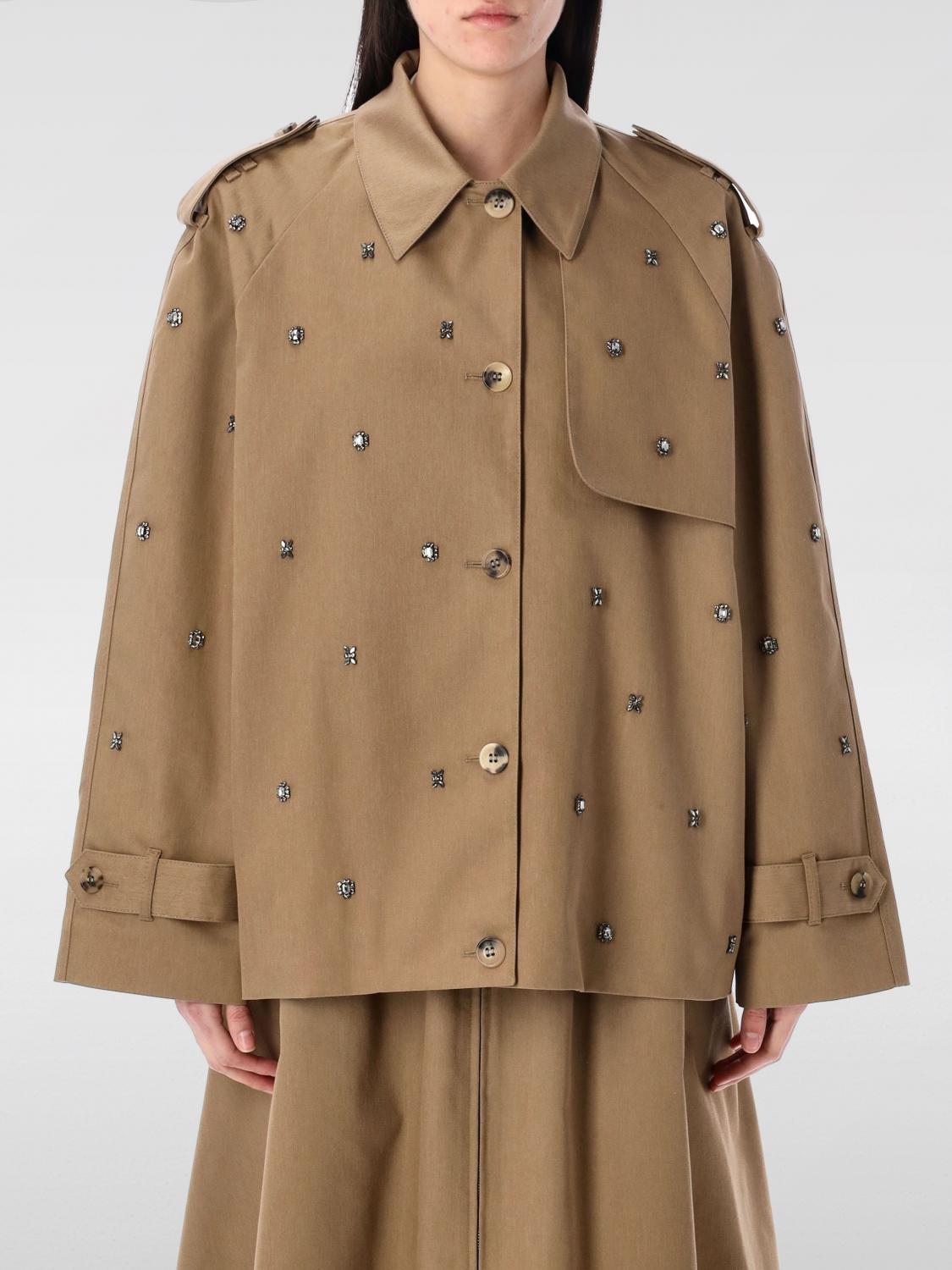 Golden Goose Oversized Beige Trench Coat With Crystals Women In Beige