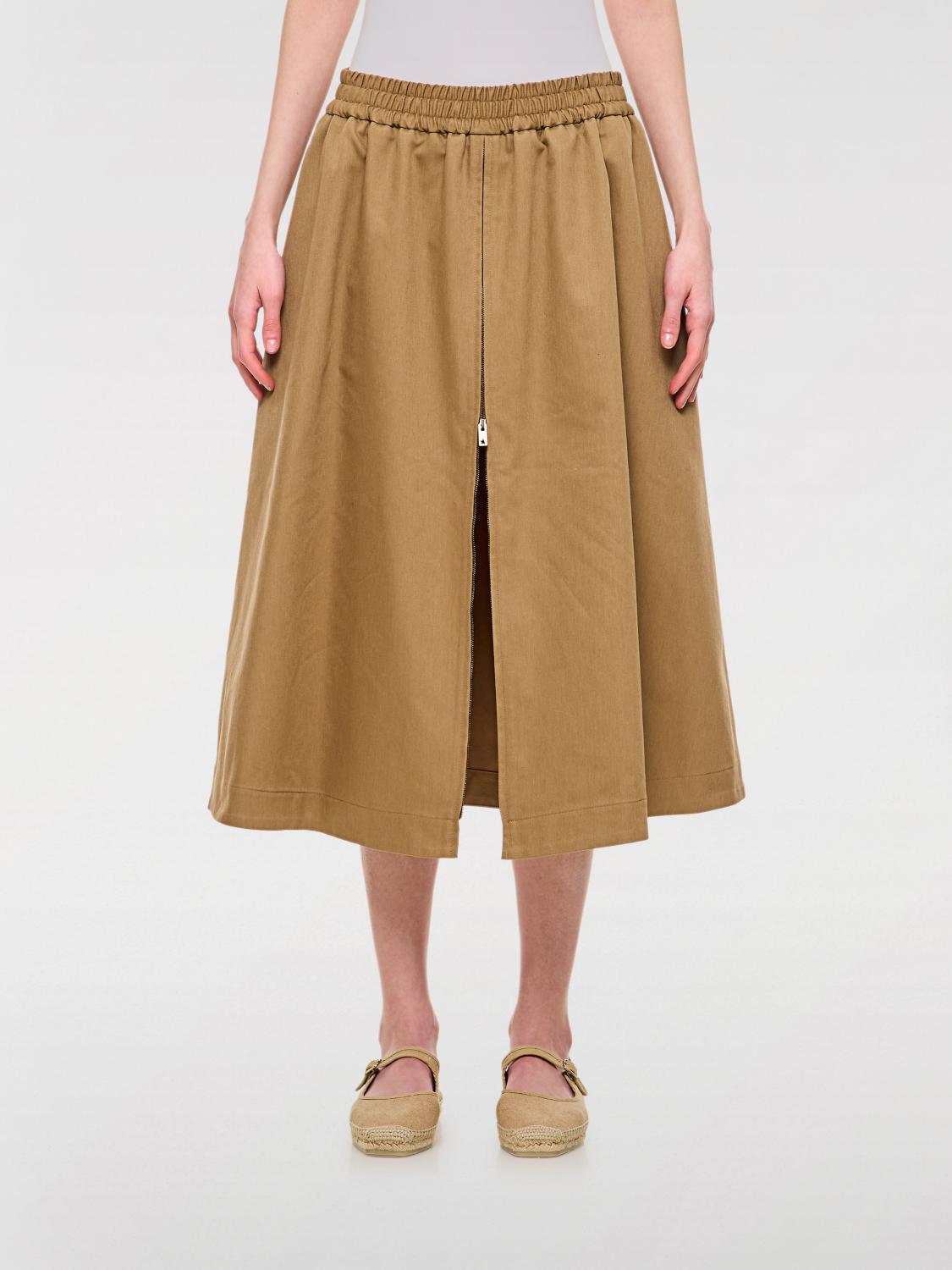 Golden Goose Flared Skirt With Zip In Light Brown Women In Beige