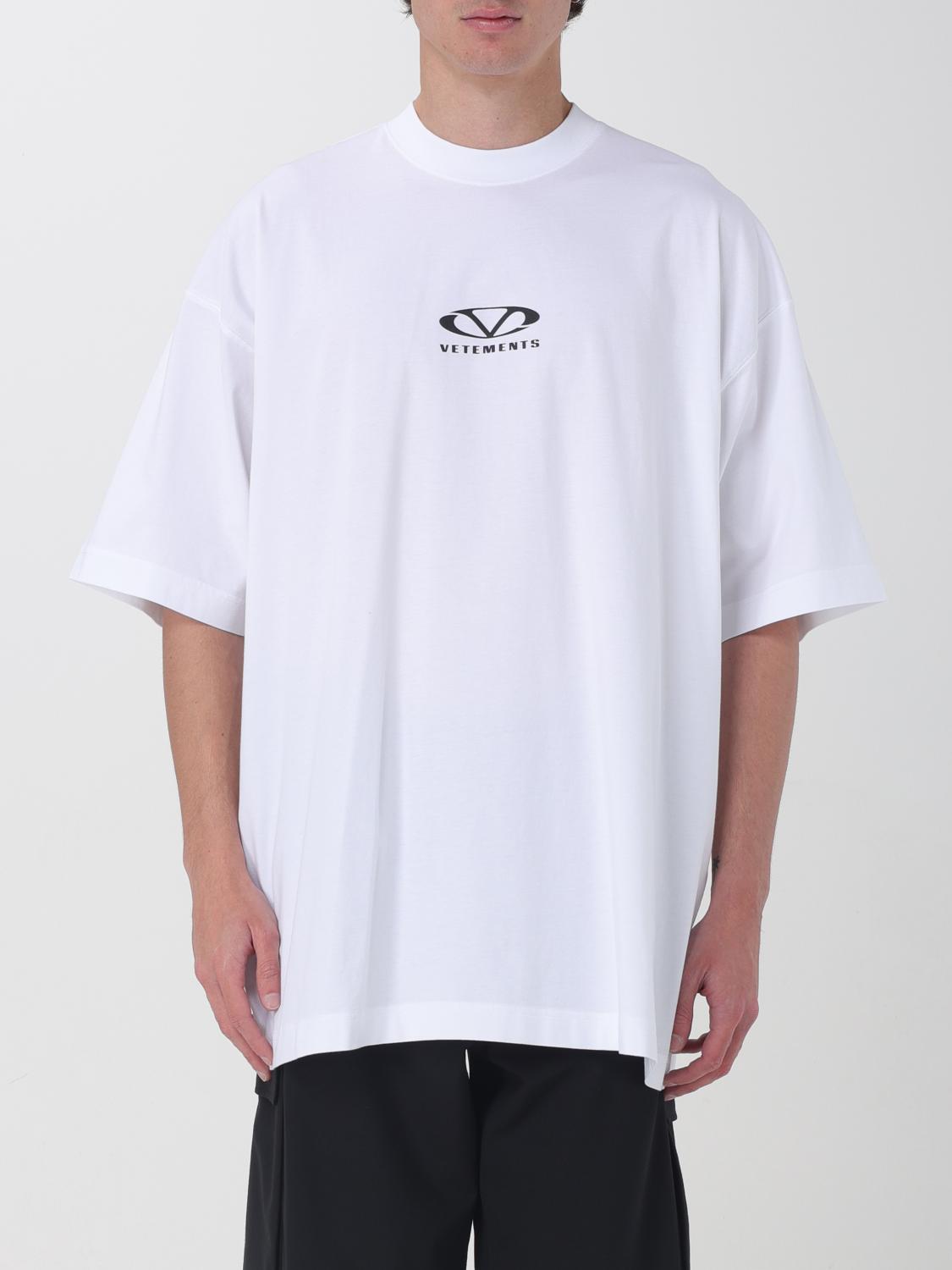 Vetements Short Sleeves Unisex Cotton Blend T-shirt In White