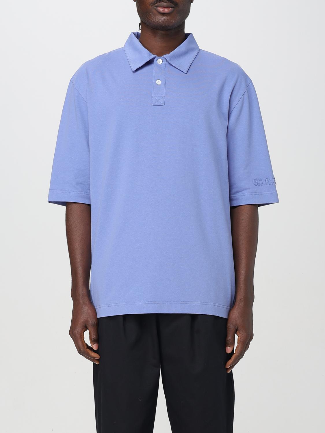 Marni Oversized Cotton Jersey Polo Shirt In Hellblau