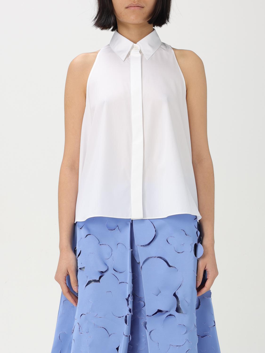 Marni A-line Cotton Flared Shirt Sleeveless In White