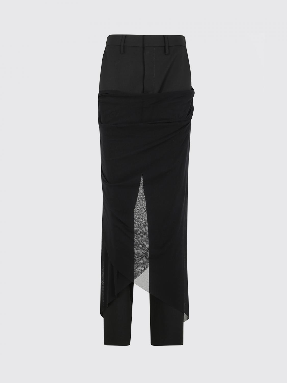 Jean Paul Gaultier Tailored Pant With Mesh Sarong In Black