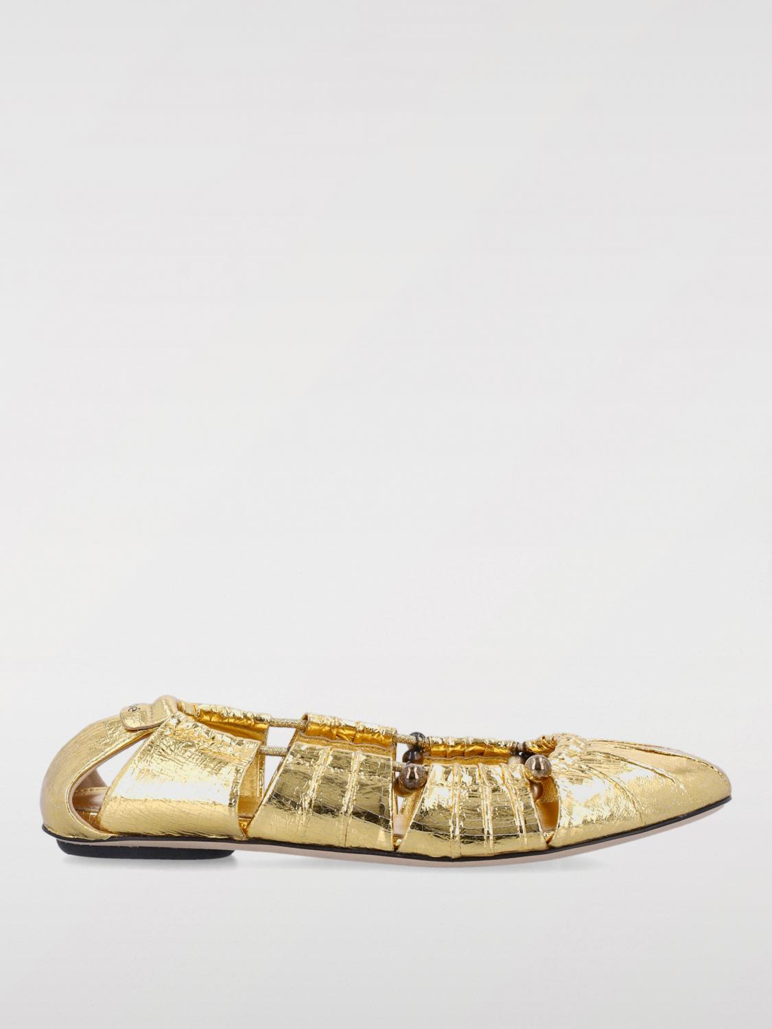 Chloé Moon Metallic Leather Ballet Flats In Gold