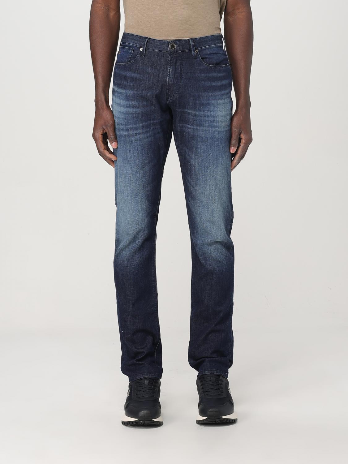 Emporio Armani Faded Effect Stretch Denim Jeans In Blau