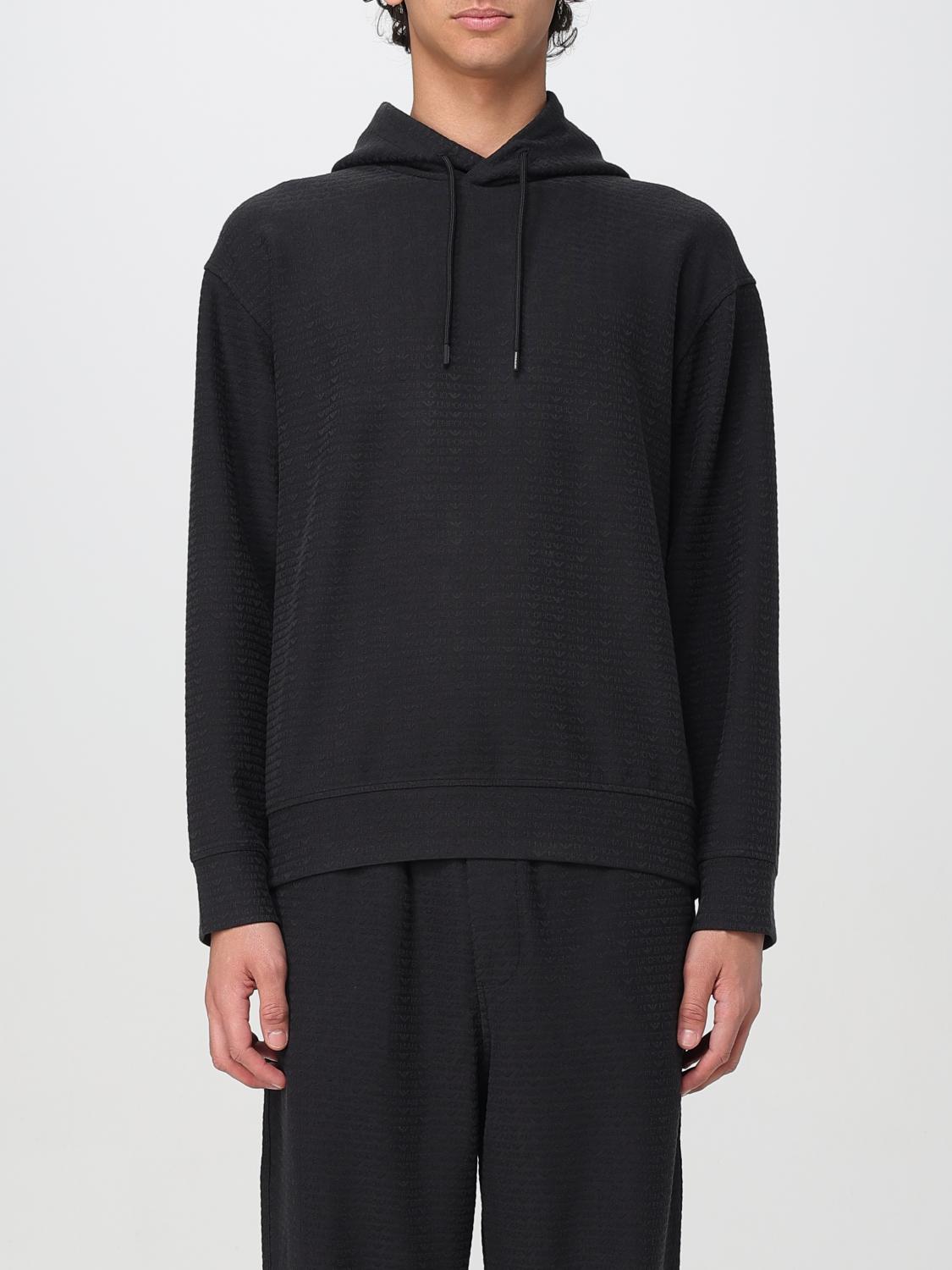 Emporio Armani Jacquard Logo Hoodie In Schwarz