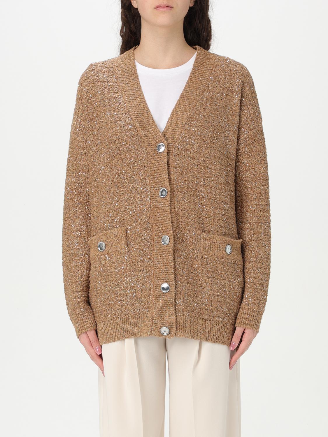 Shop Pinko Cardigan Woman Color Brown