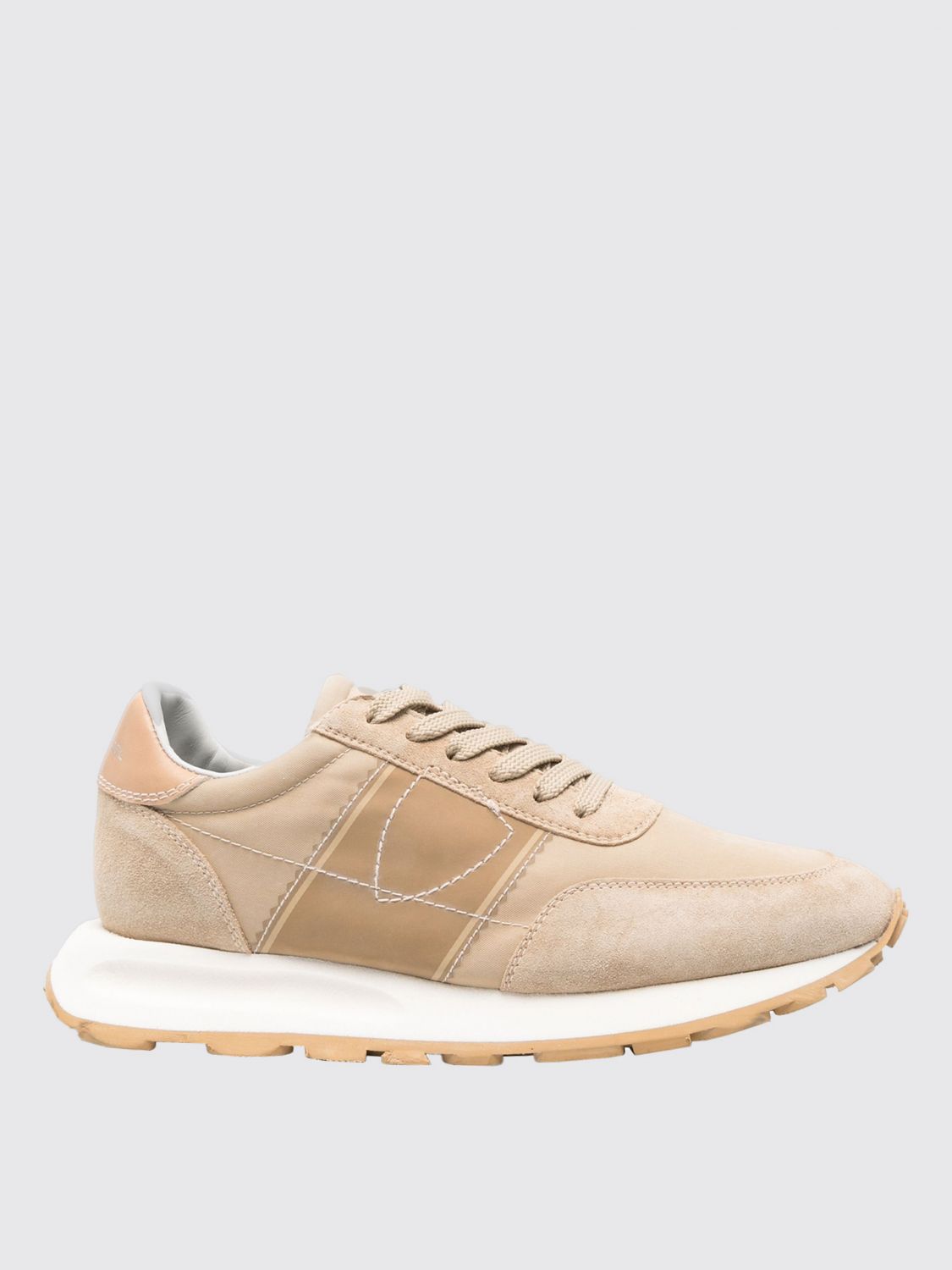Philippe Model Paris Almond Beige Suede Panel Sneakers In Braun