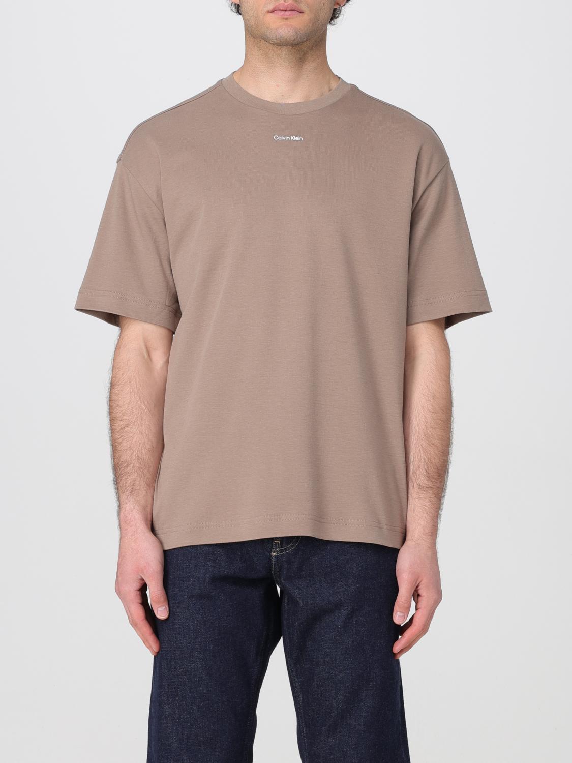 Calvin Klein Cotton Interlock T-shirt In Brown
