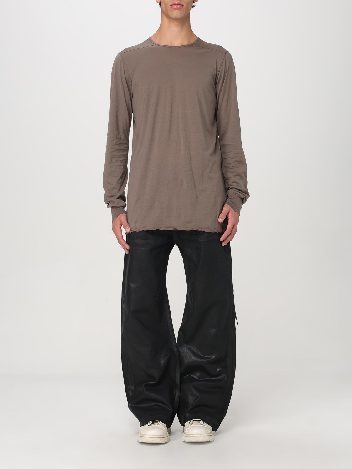 Rick Owens Drkshdw Hustler T Long Sleeve Crew Neck In Brown