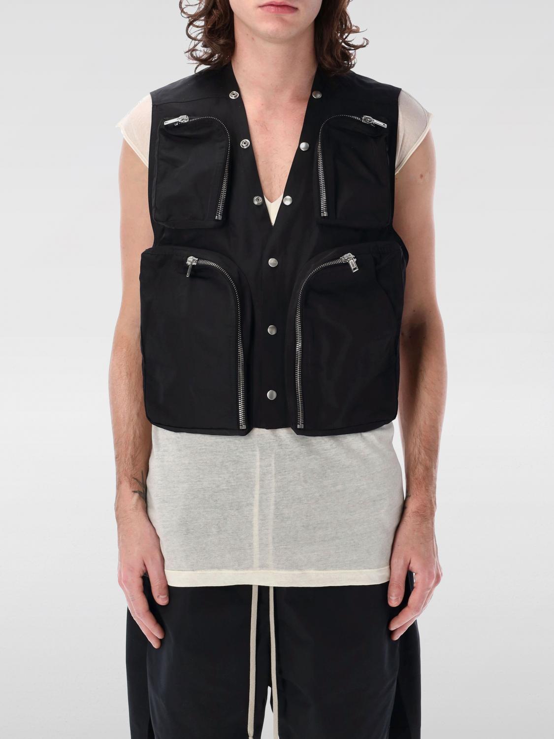 Rick Owens Sleek Leather Cargo Vest Size 48 In Schwarz