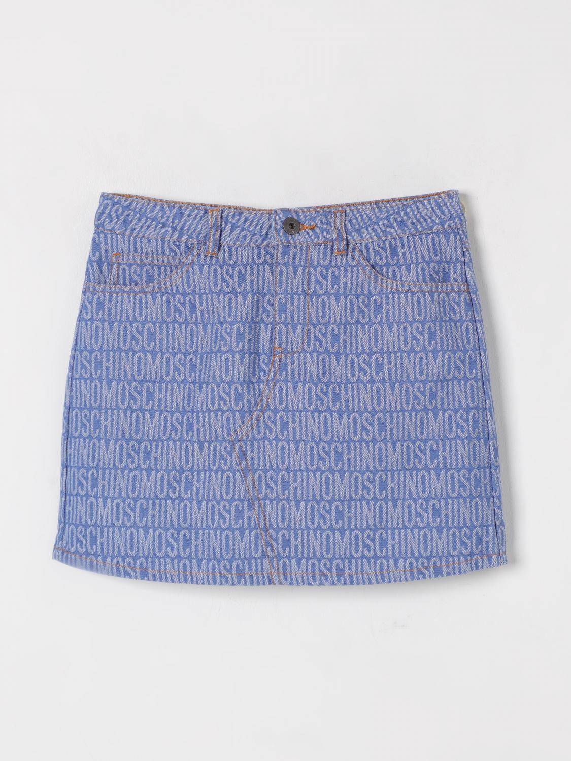 Moschino Girls Jacquard Logo Denim Skirt In Denim