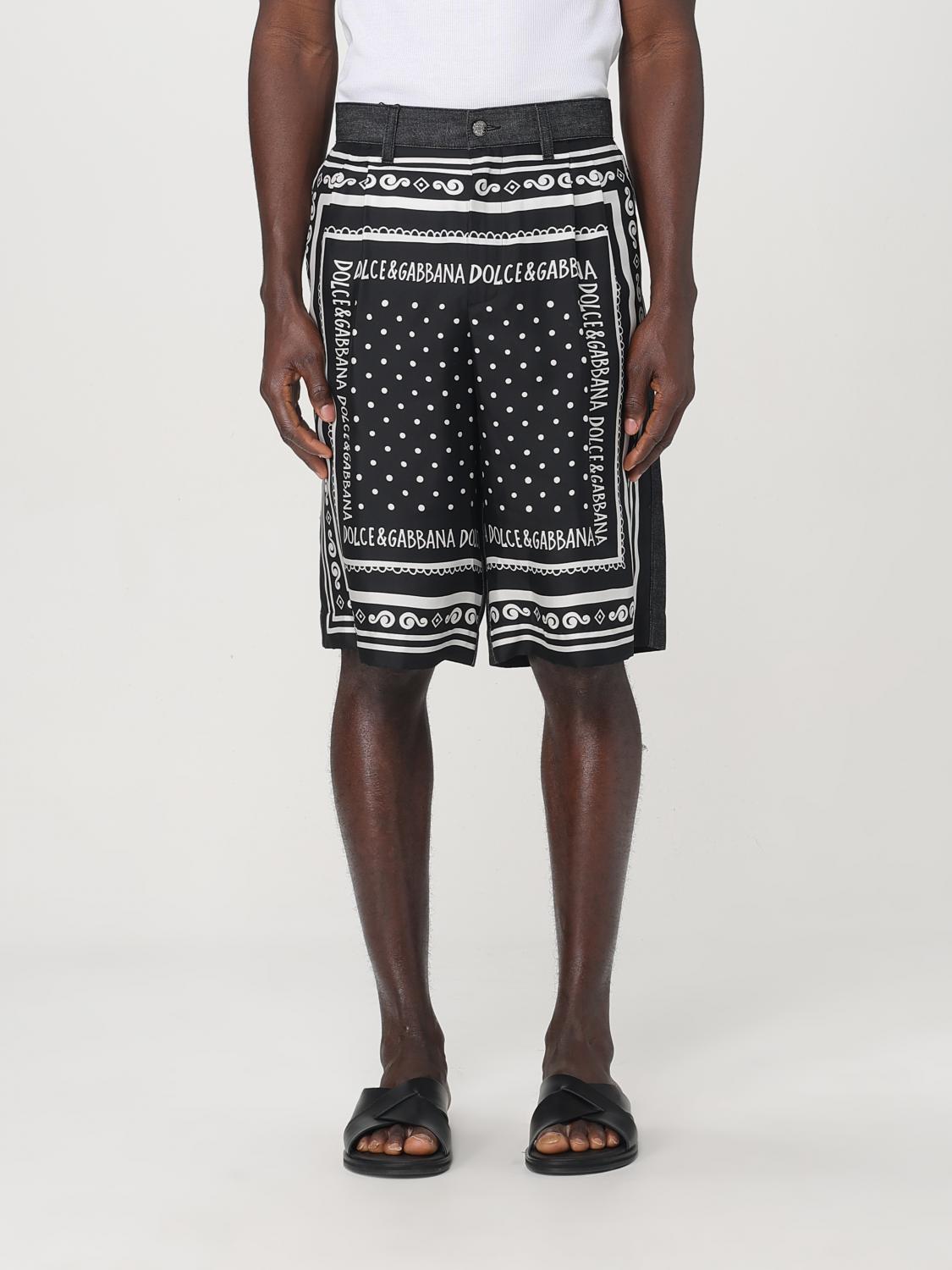 Dolce & Gabbana Printed Silk And Denim Shorts In Multicolor