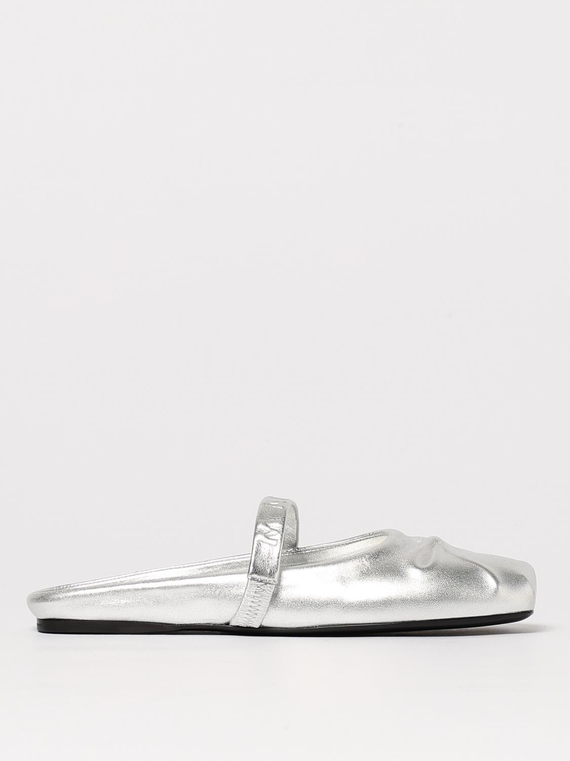 Marni Silver Leather Little Bow Sabot Slippers In Silver