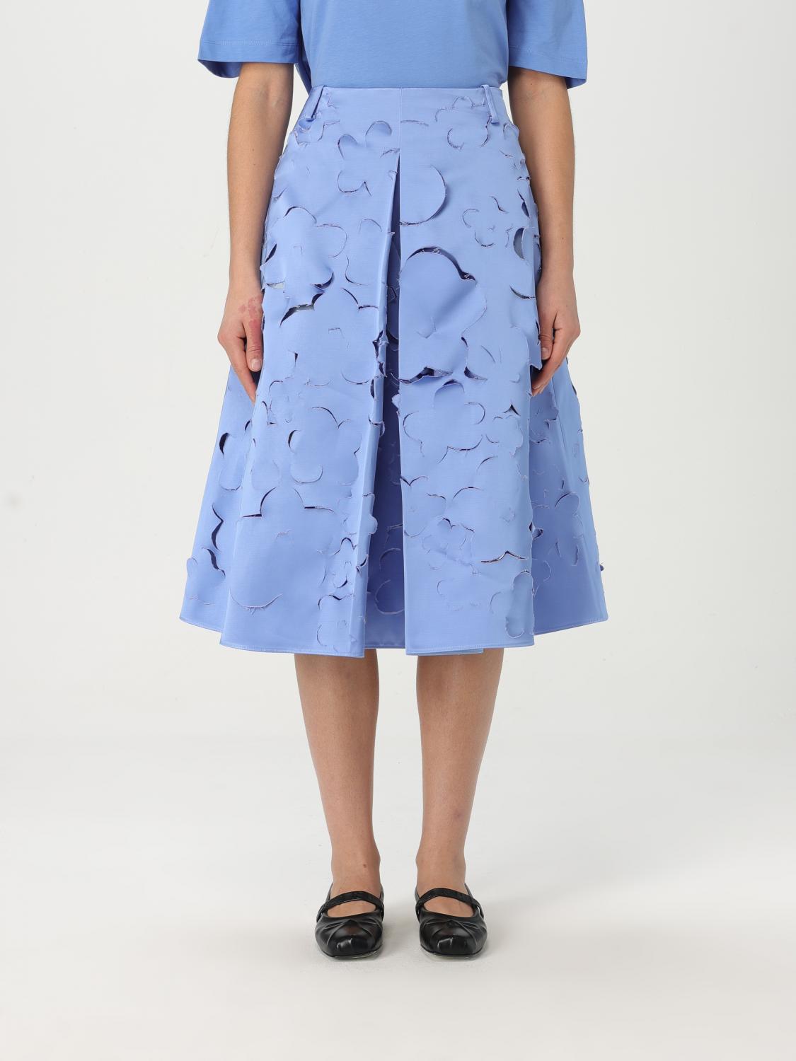 Marni Belted Midi Skirt In Gnawed Blue