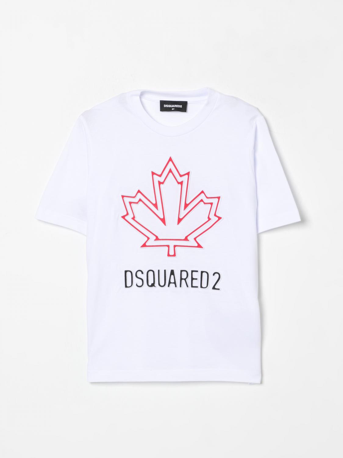 Dsquared2 T-shirt With Maple Leaf Outline In White