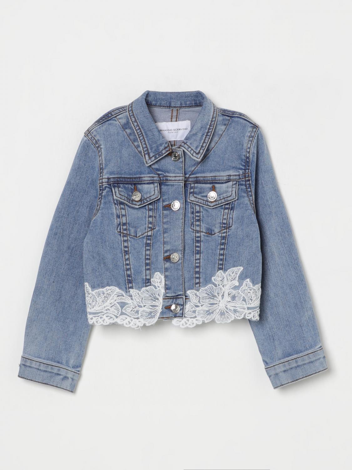 Ermanno Scervino Junior Jacket Kids Color Gnawed Blue In Gnawed Blue