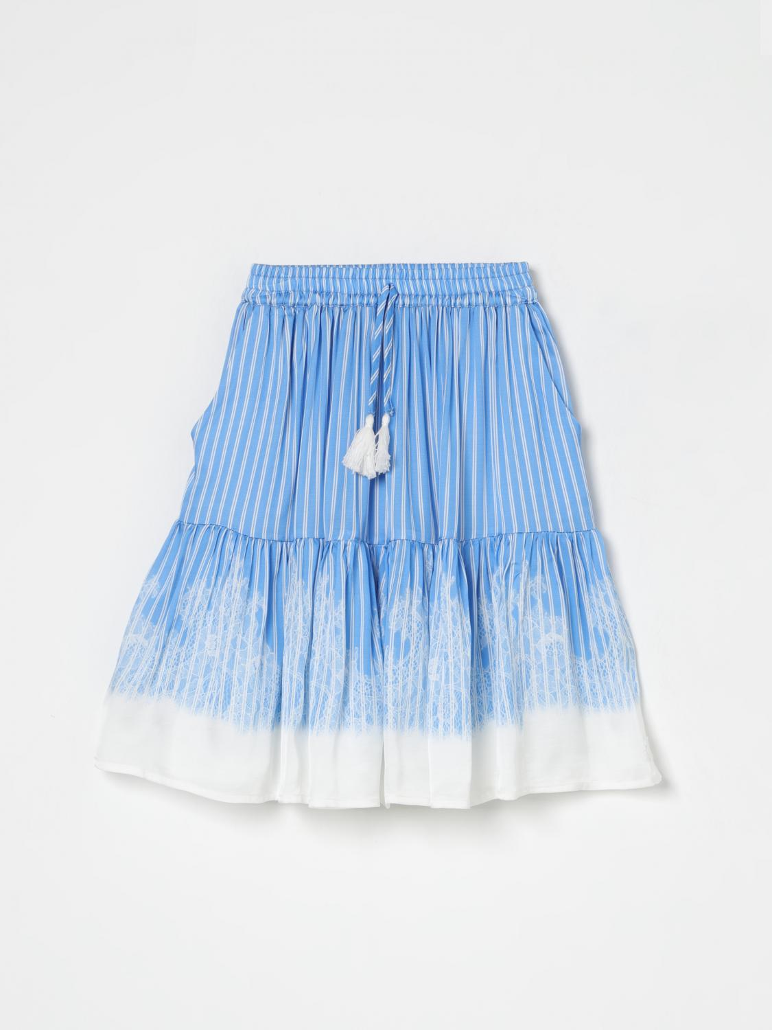Ermanno Scervino Junior Striped Tiered Skirt In Gnawed Blue