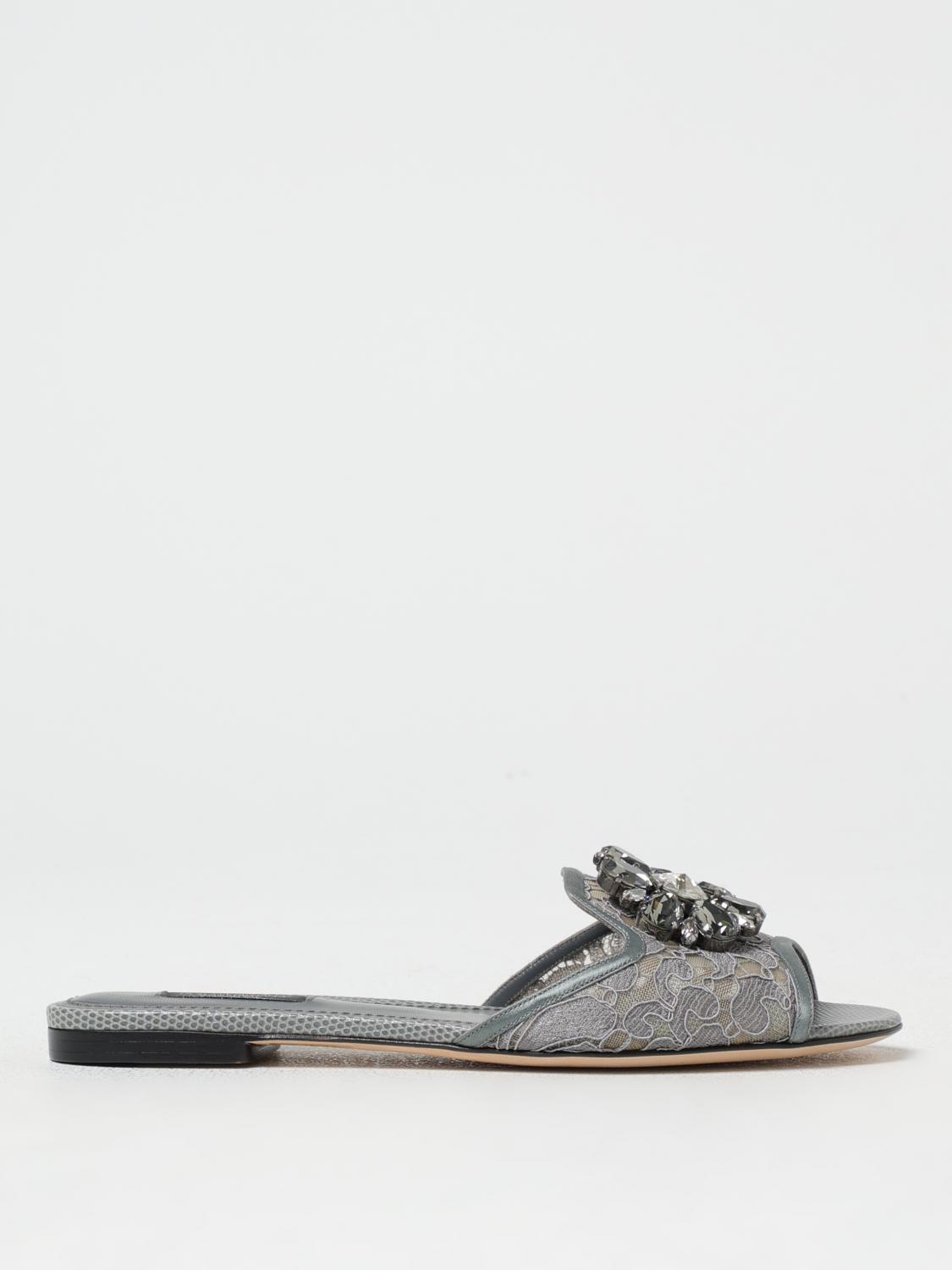 DOLCE & GABBANA FLAT SANDALS DOLCE & GABBANA WOMAN COLOR GREY G61958020