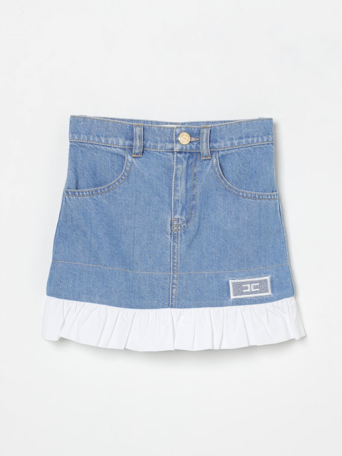 Shop Elisabetta Franchi La Mia Bambina Skirt Kids Color Denim