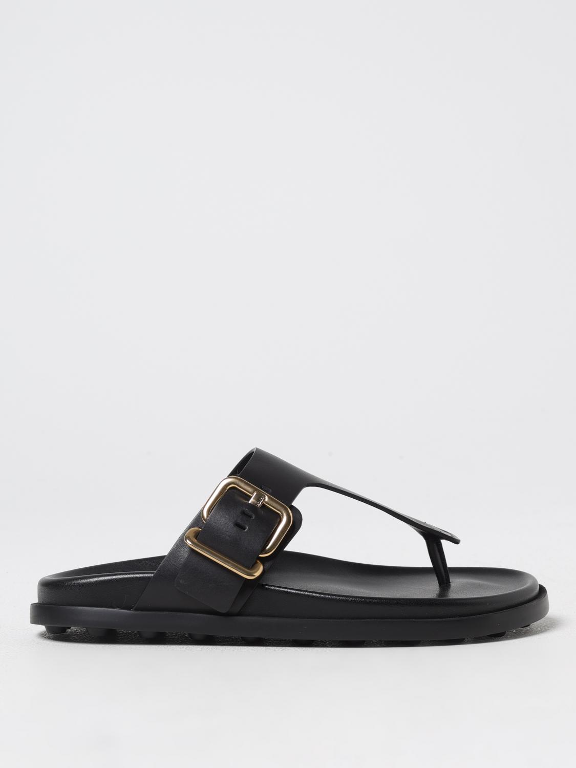 Tod's Flat Sandals Woman Color Black In Black