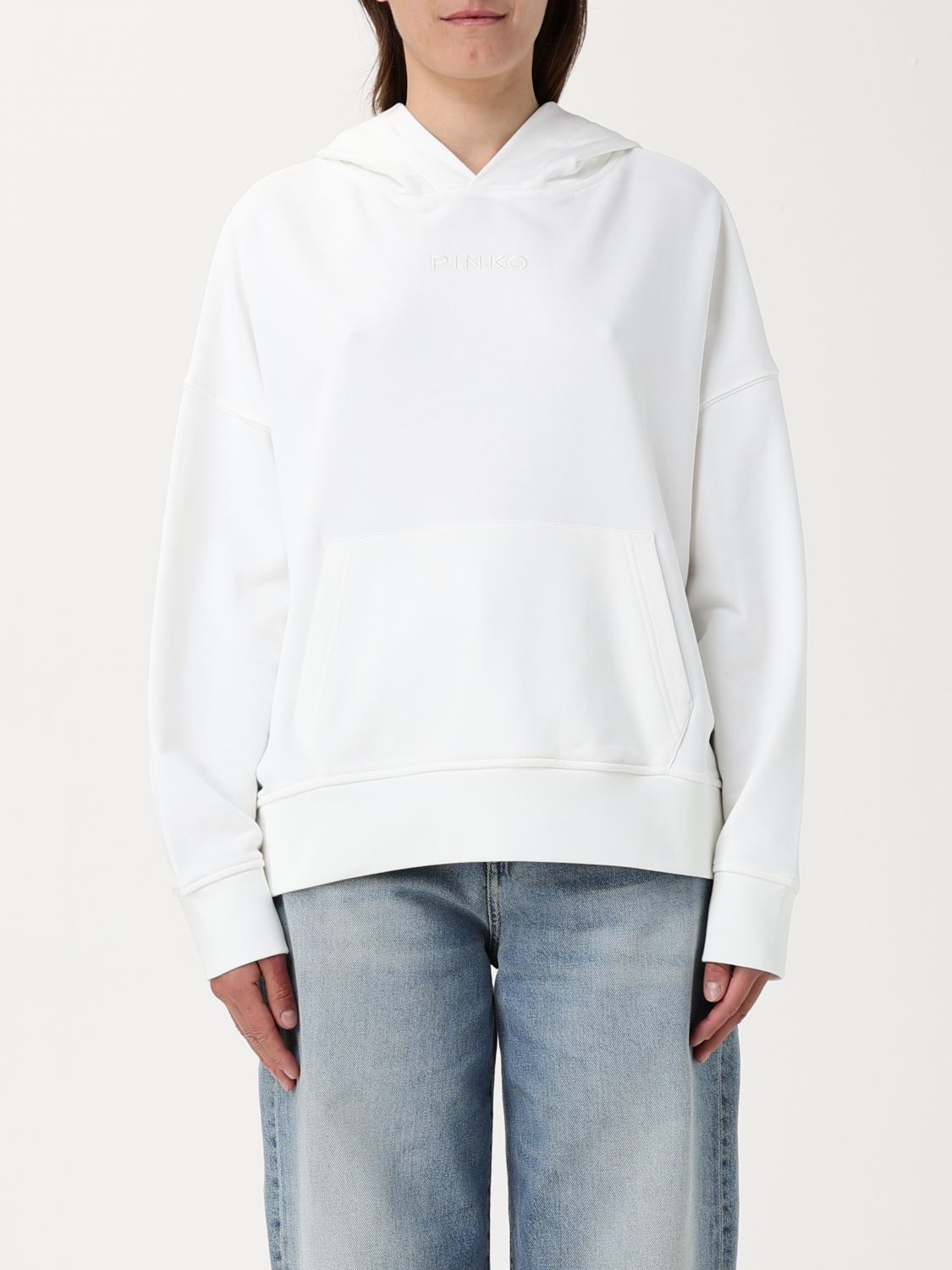Pinko Hooded White Cotton Makamba Sweatshirt In White