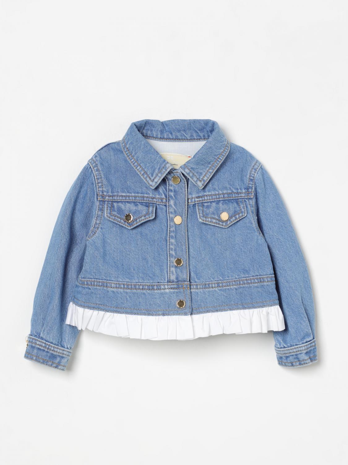 Elisabetta Franchi La Mia Bambina Coat Kids Color Denim In Denim