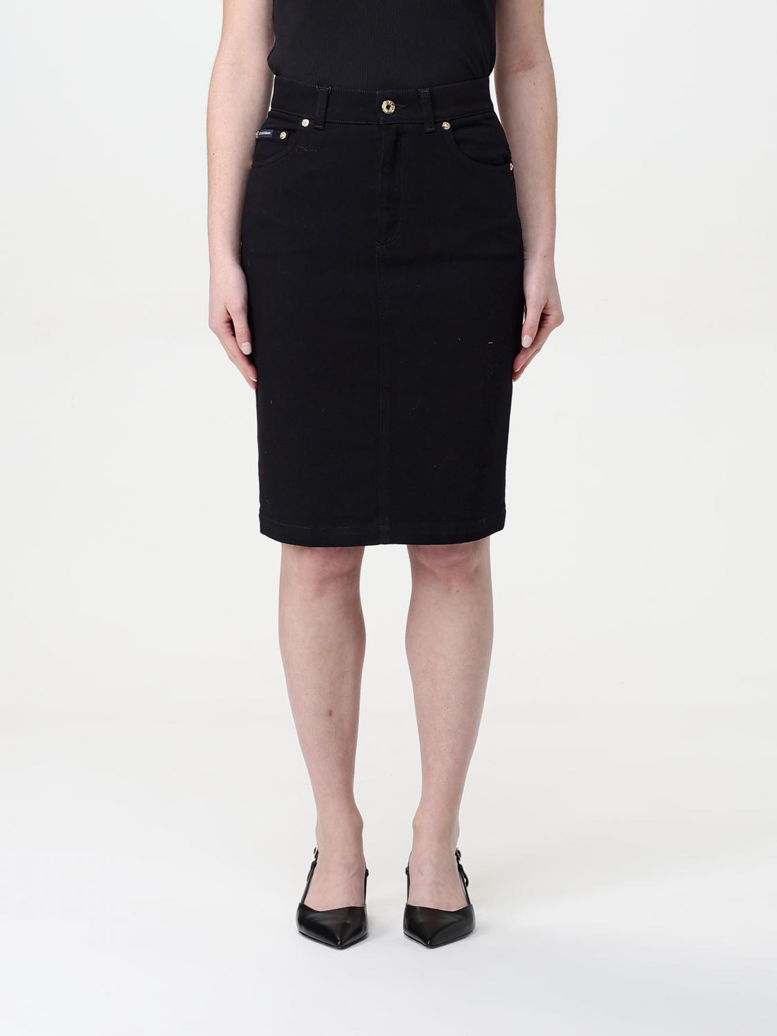 Dolce & Gabbana High-waisted Denim Midi Skirt With Back Pockets In Multicolor