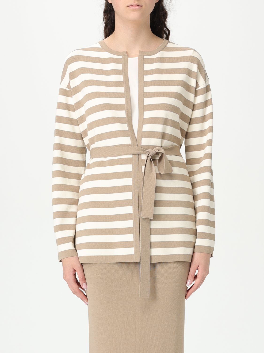Max Mara Beige And White Cotton Gerald Knitwear In Ivory