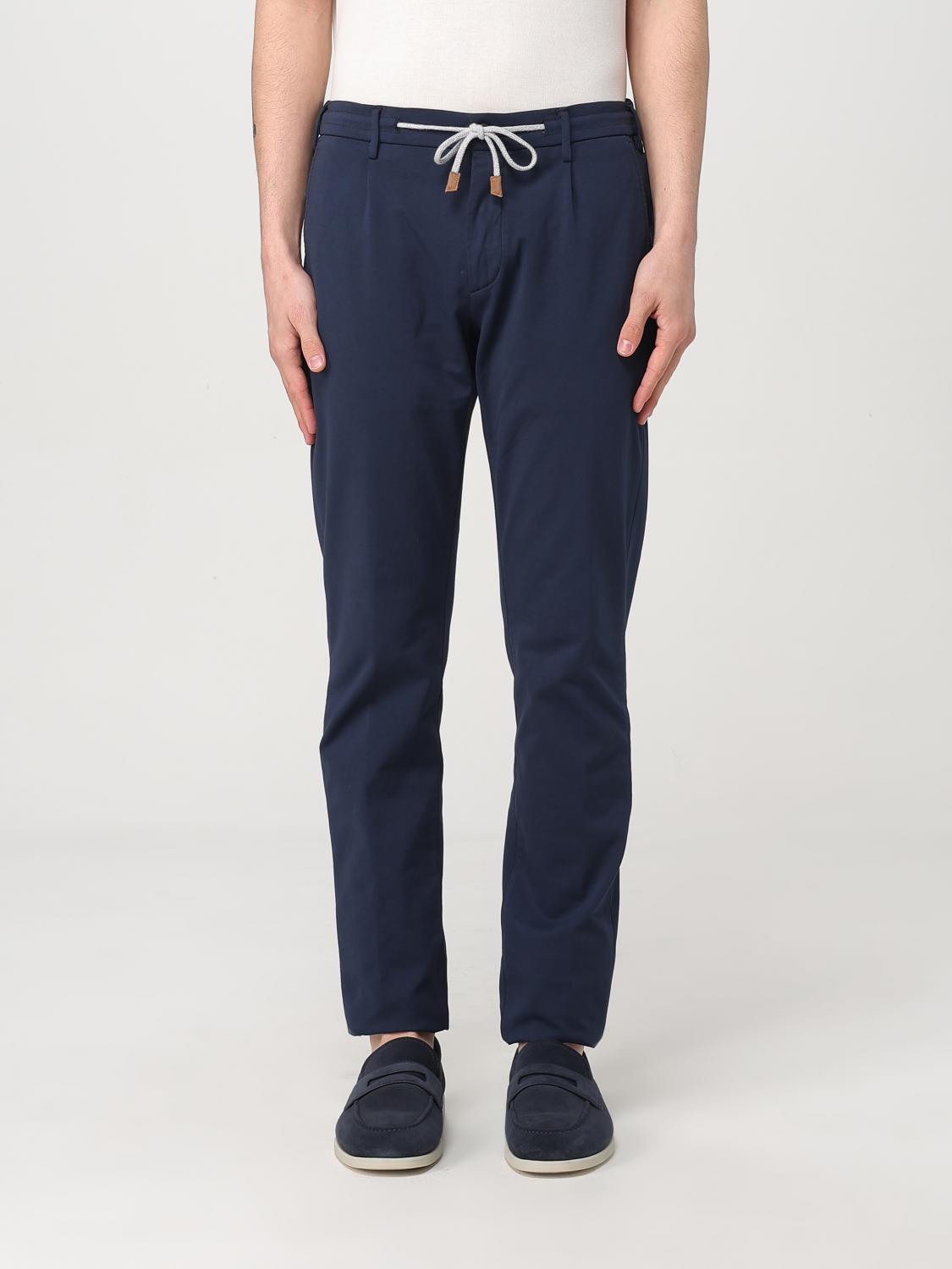 Eleventy Blu Drawstring Waist Pants In Blue