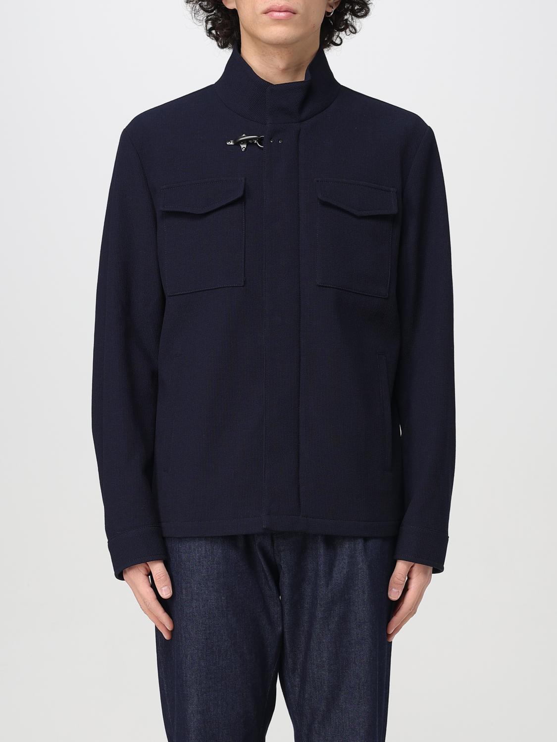 Fay Stretch Cotton And Wool Short Field Jacket Jackets Blue In Blue