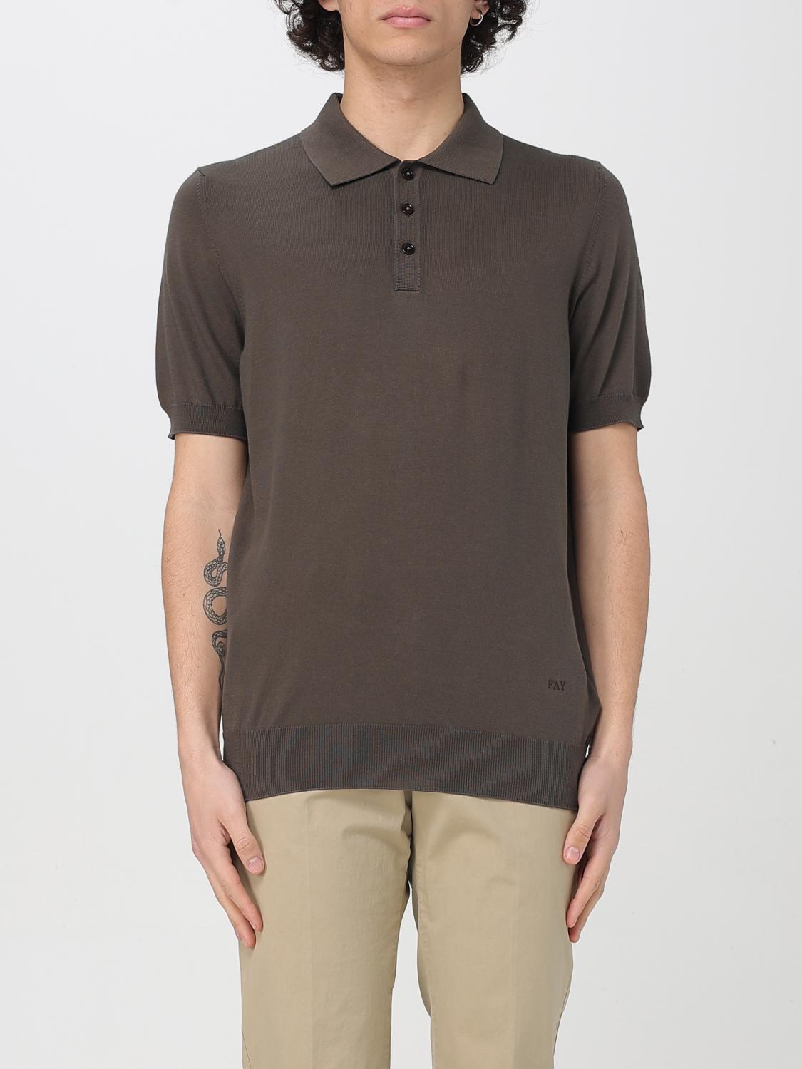 Fay Short-sleeve Polo Shirt With Classic Collar In Brown