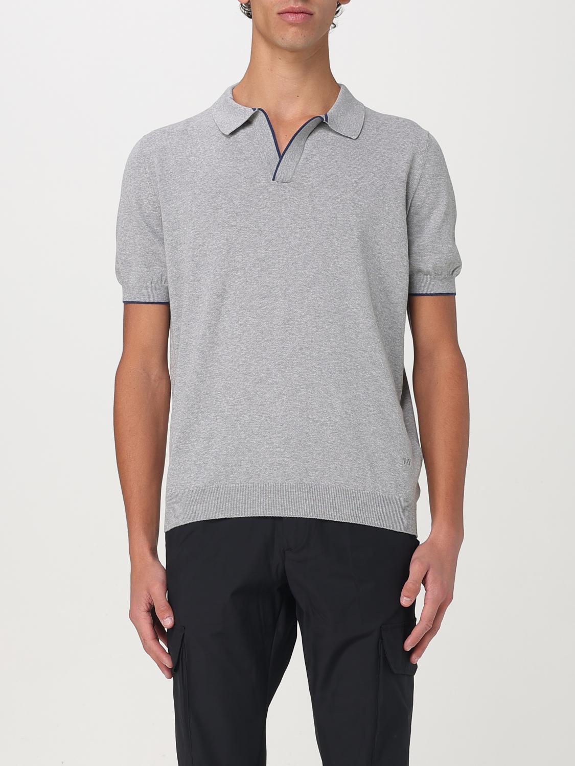 Fay Cotton Buttonless Polo Shirt In Grau