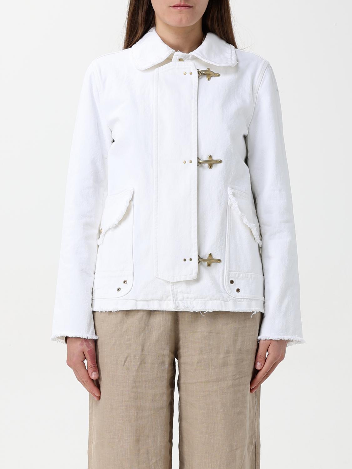 Fay Classic White Jacket With Collar And Gold-tone Hardware In White