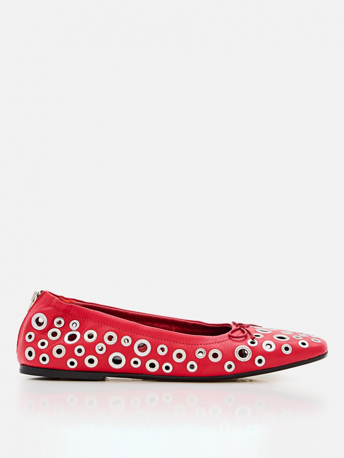 Golden Goose Amy Eyelet-embellished Nappa Ballerina Flats In Rot