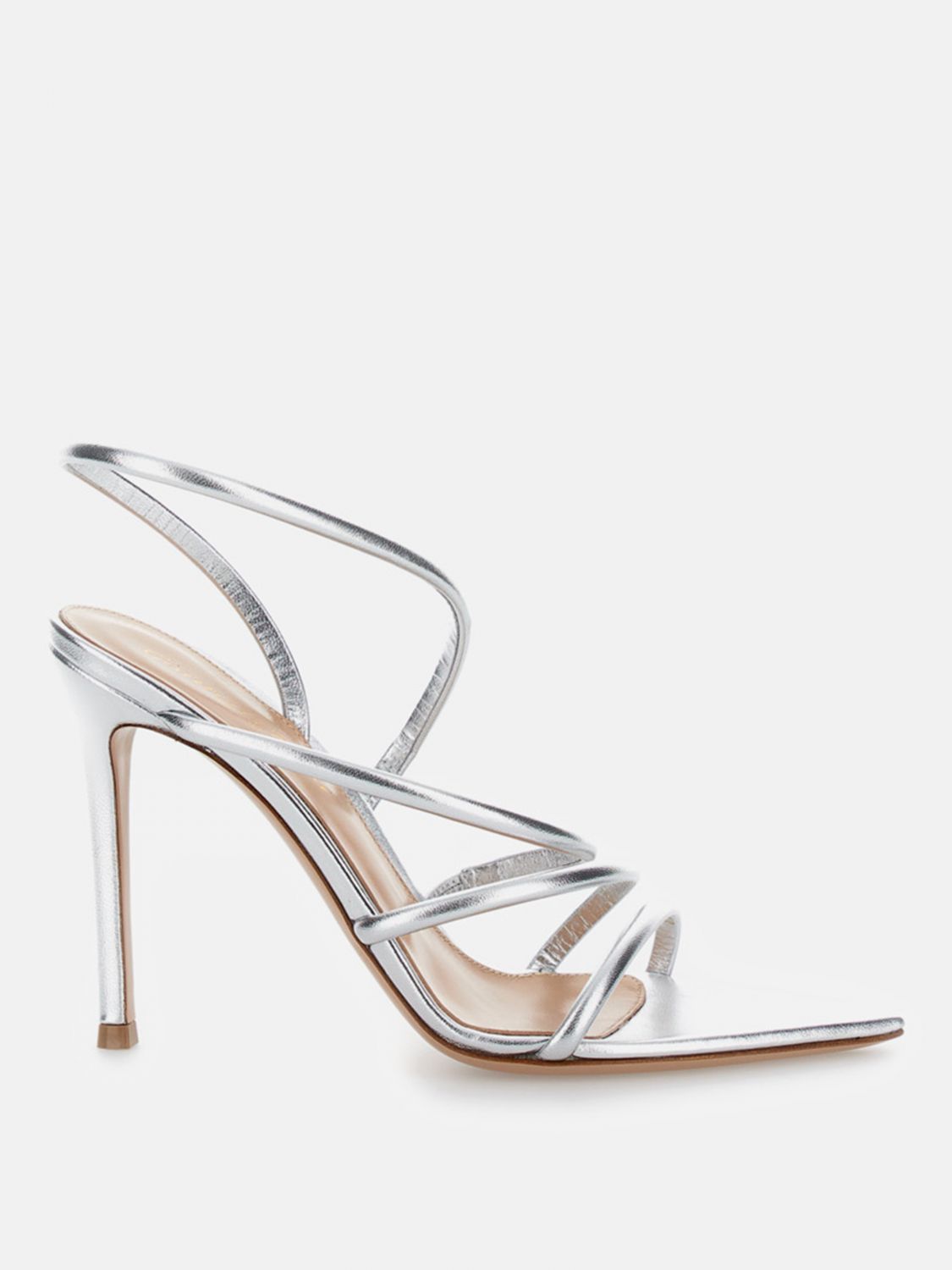 Gianvito Rossi Ettie 105 Stiletto Heel In Silk Silver In Metallic