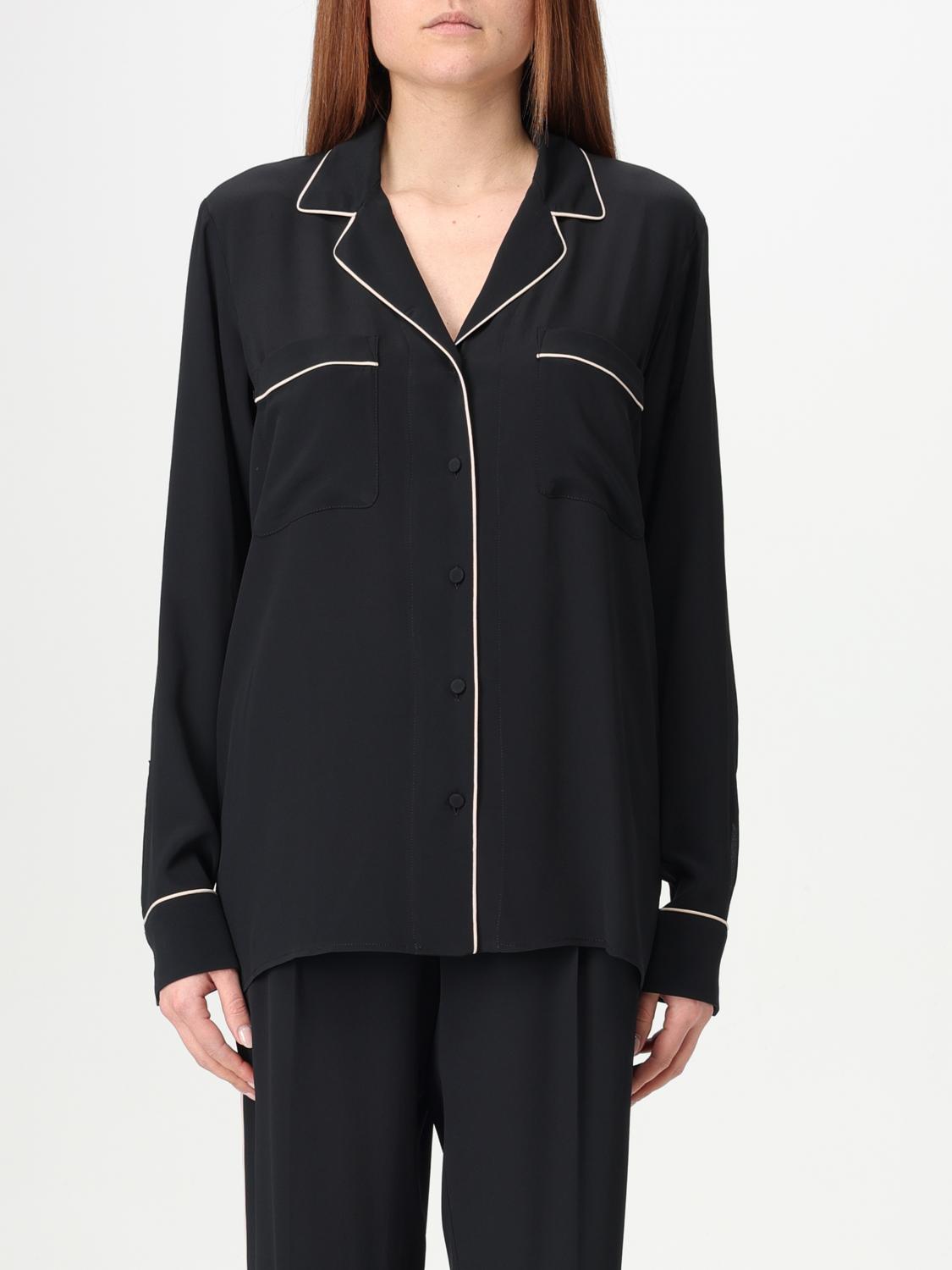 N°21 Open Collar Shirt With Contrasting Piping In Black