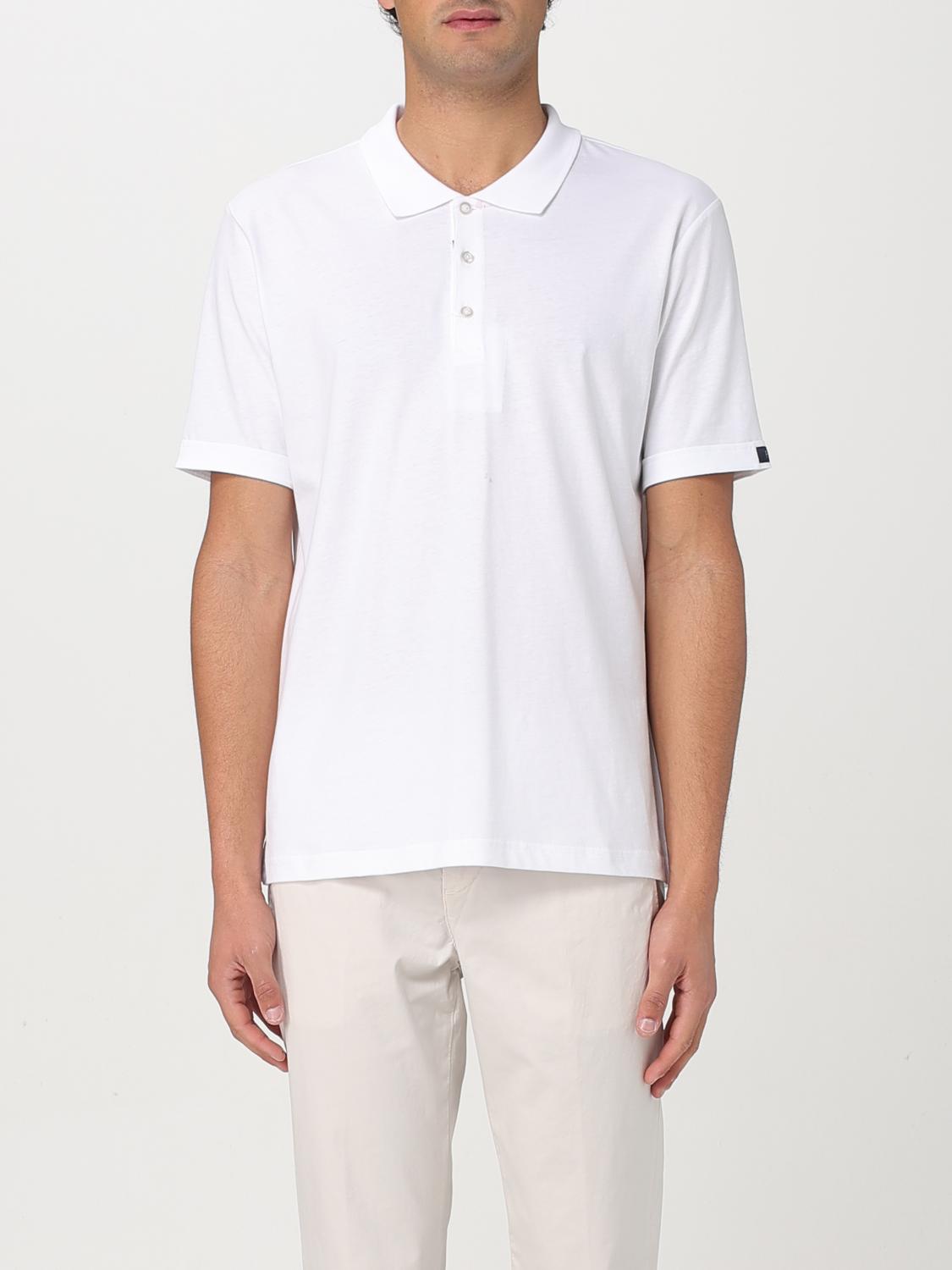 Fay Collared Polo Shirt In Crisp Cotton In White