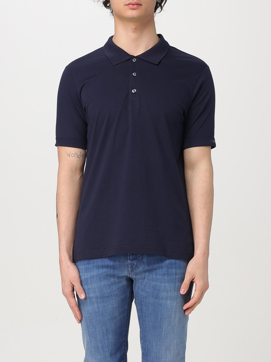 Fay Men Short-sleeved Cotton Polo Shirt In Blue