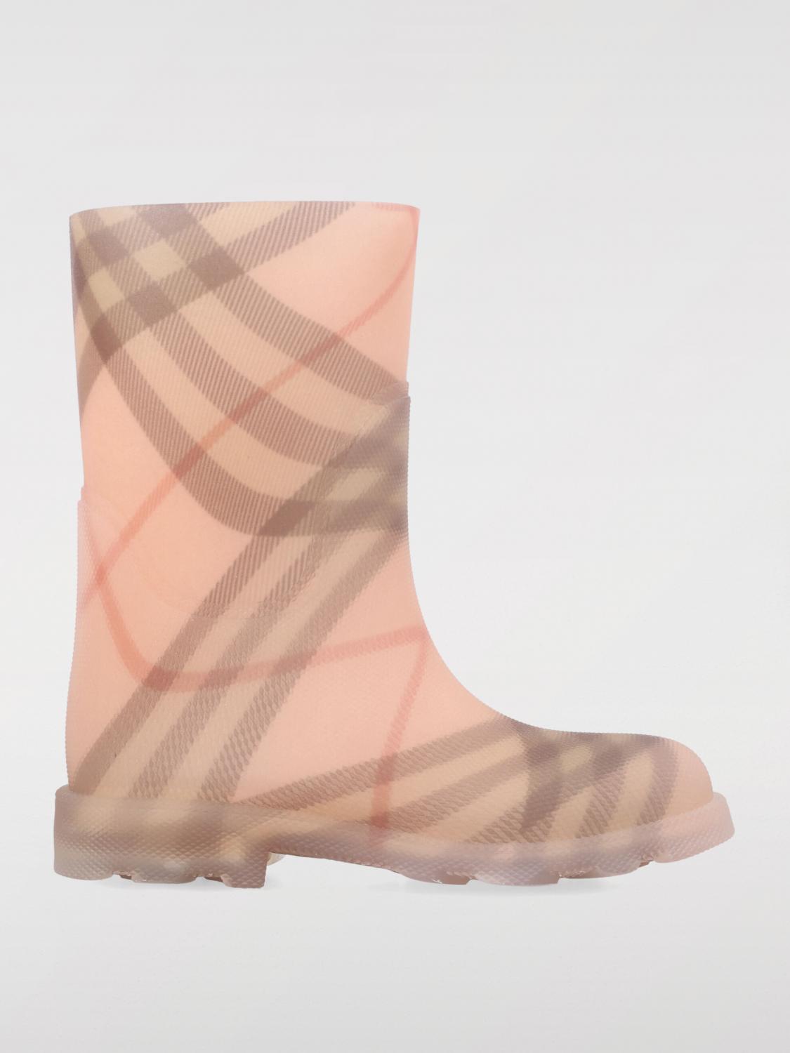 Burberry Rubber Check Marsh Boots In Pink