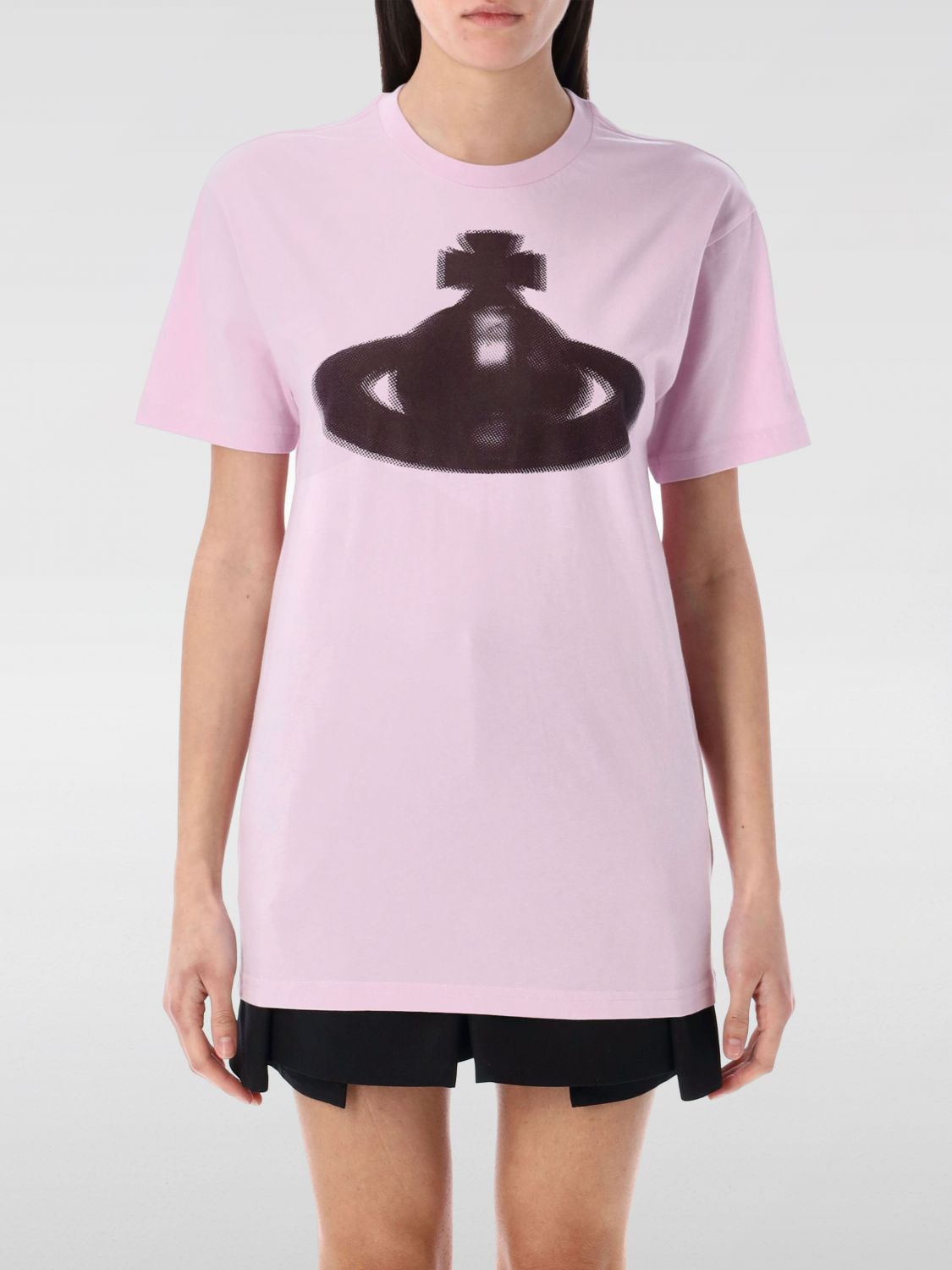 Vivienne Westwood Crew Neck Graphic Print Spray-paint Effect Top In Pink