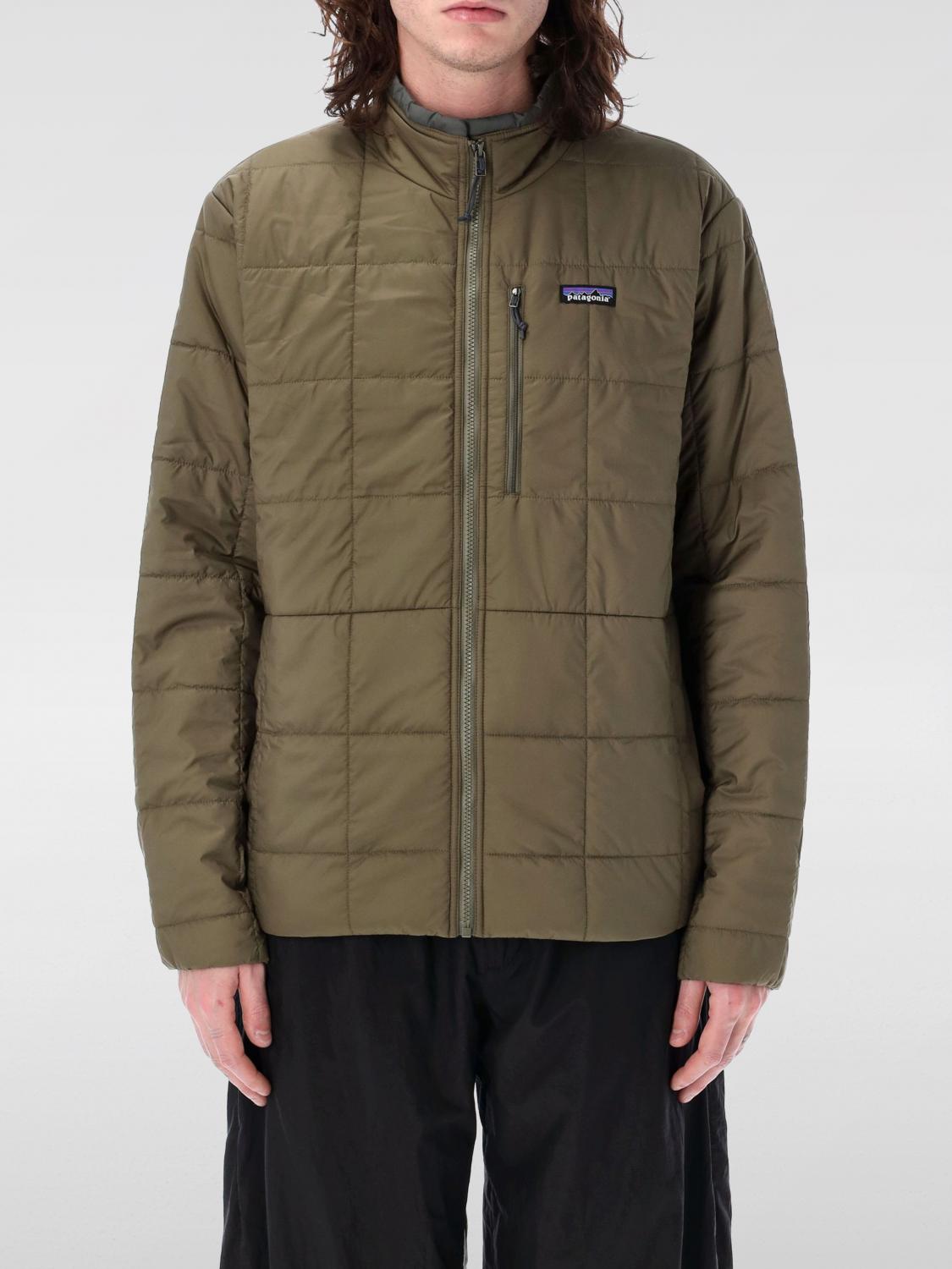 Patagonia Quilted Jacket High Collar Zippered Pocket In Braun