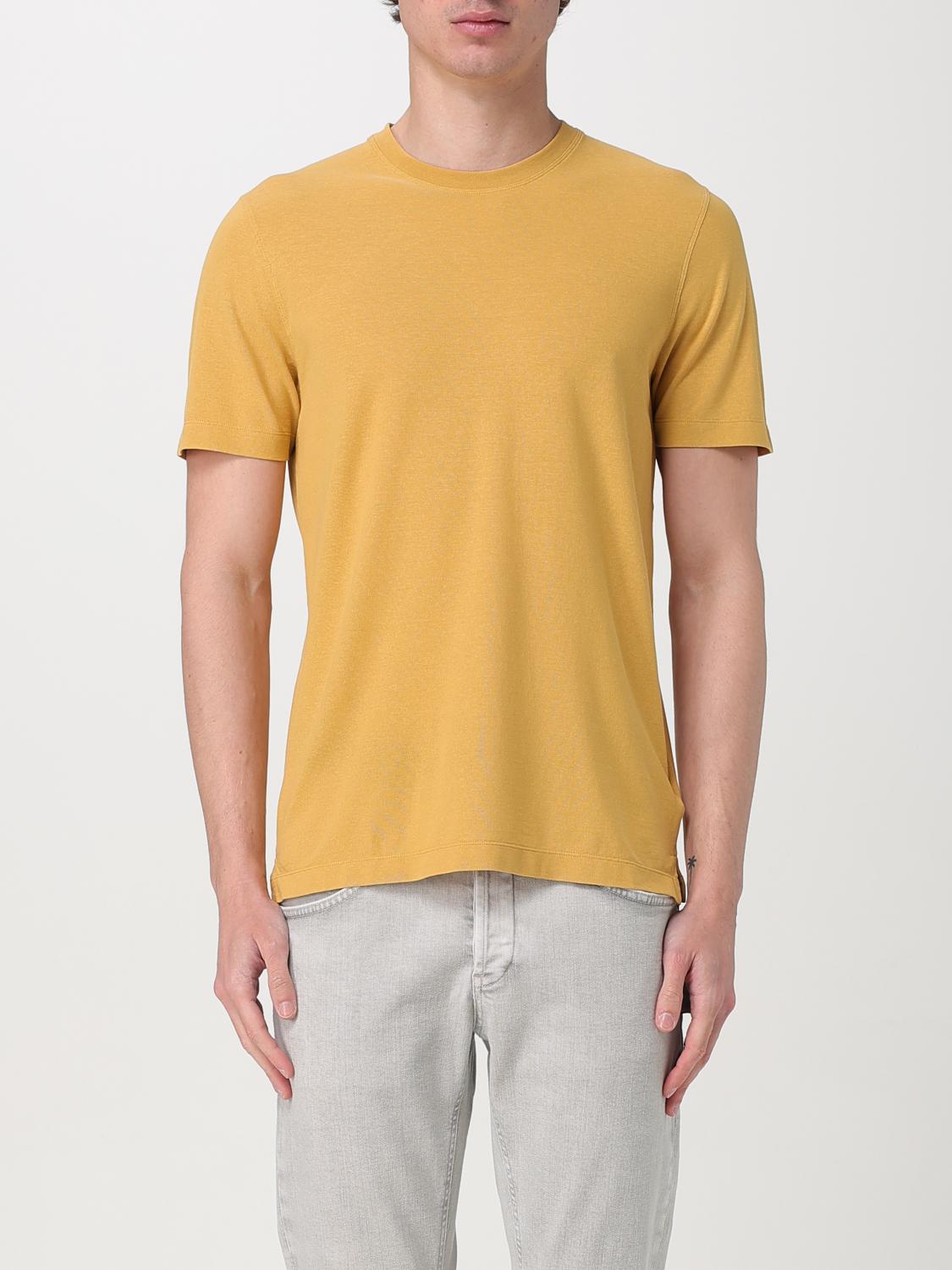 Zanone Crew Round Short Sleeves T-shirt In Yellow